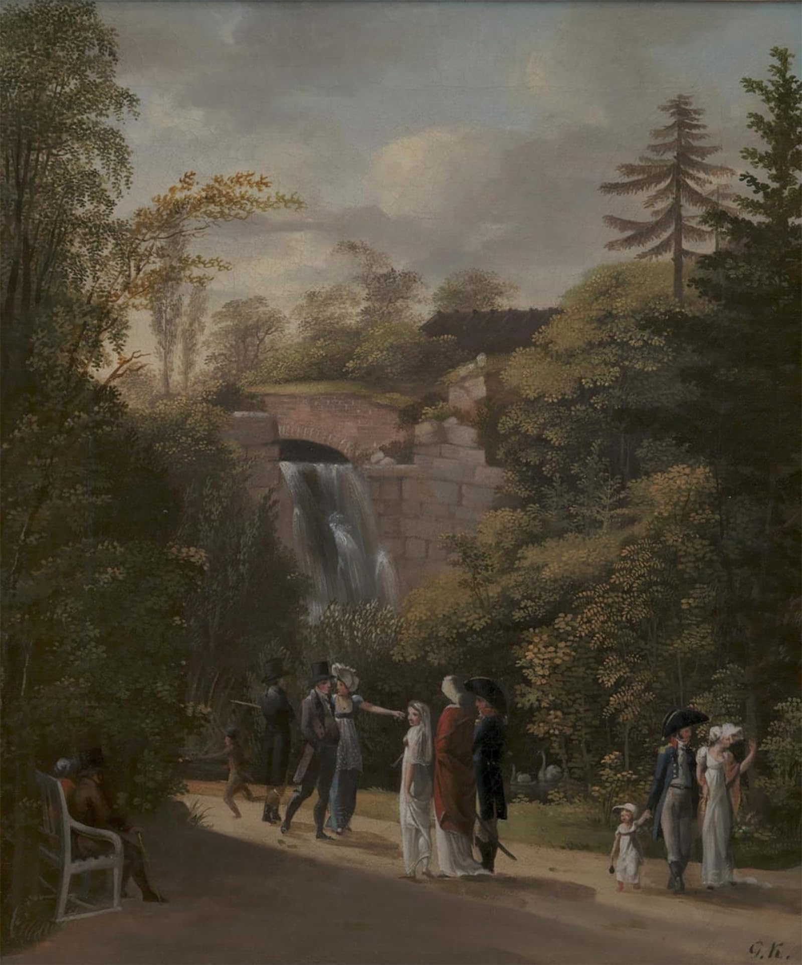 SERENDIPITP Abstract Painting Mural Print Picture Wall Decor Painting the Cascade in Frederiksberg Garden Near Copenhagen by Georg Friedrich Kersting Vintage Wall Artwork for Home Decor 60x90cm