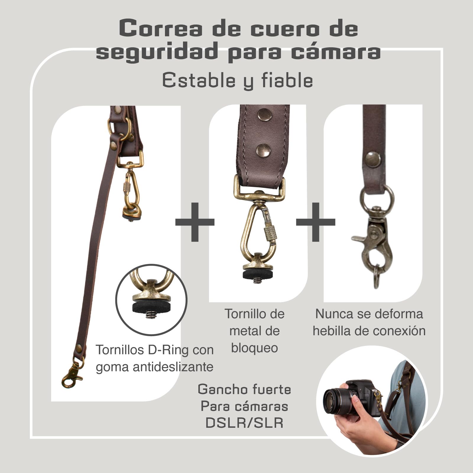 Arnés de Cámara para una Cámara,Correa de cuero Para Cámara | Correa de hombro para un solo arnés de cuero,Correa de cámara para fotógrafos,Correa de cuero para DSLR/SLR