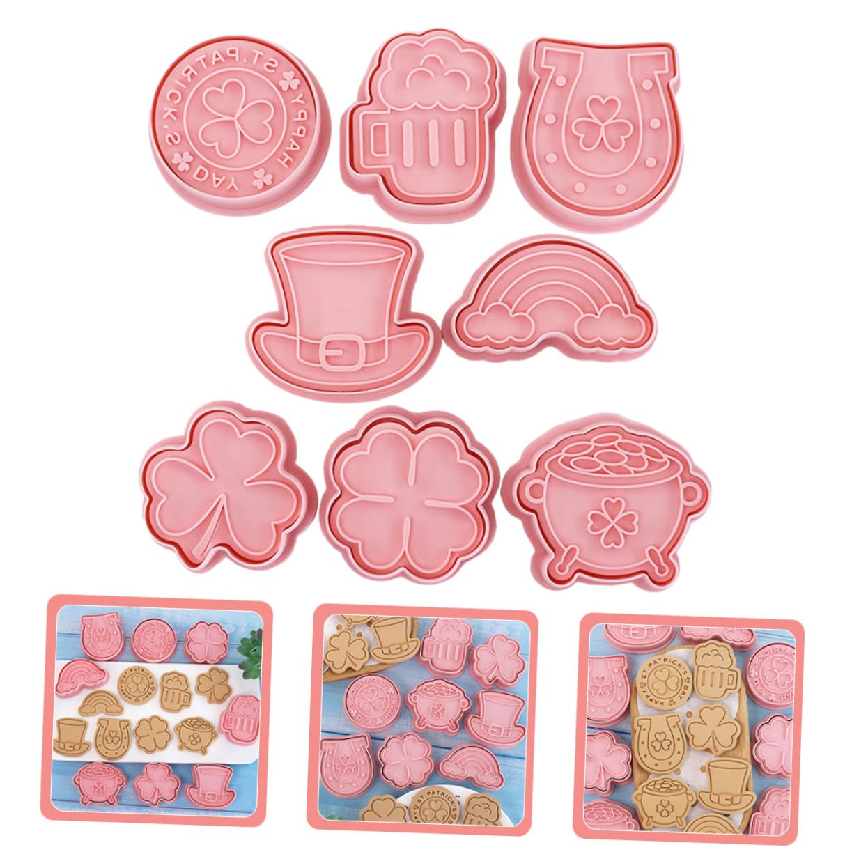 Ciieeo 4 Juegos Herramienta De Troquelado Moldes Para Galletas Del Día De San Patricio Moldes Para Hornear Con Forma De Galletas Cortadores De Galletas Pequeños Máquina Para 8 Uds * 4