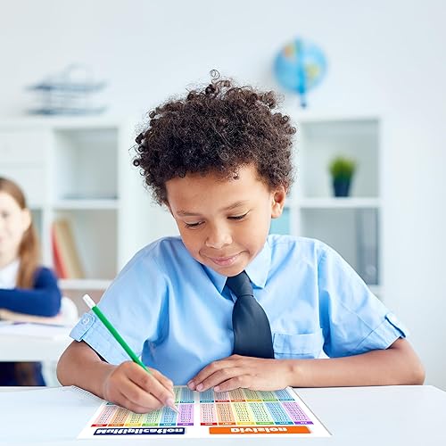 Miniatura 7 de Zastic! Tablas de mesa de matemáticas laminadas pequeñas de 8.5 x 11 pulgadas - Tabla de carteles de multiplicación y división para niños