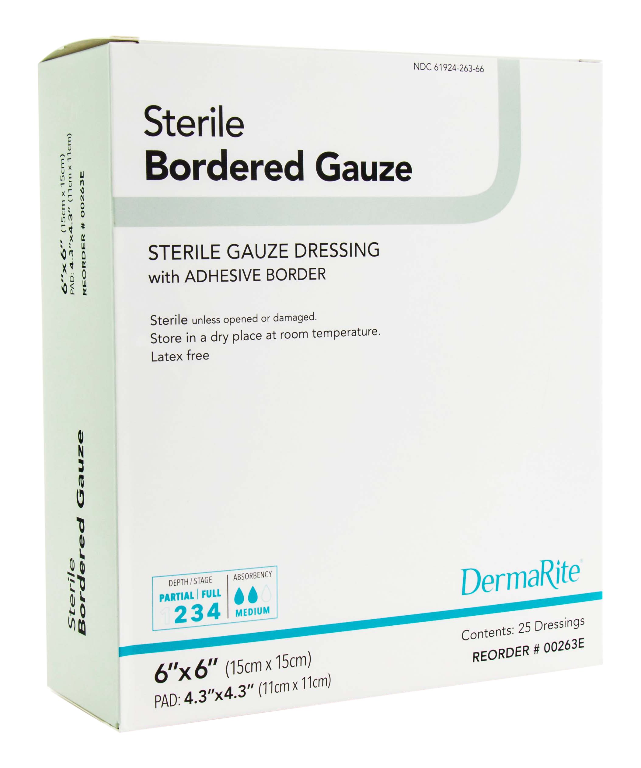 DermaRiteSterile Bordered Gauze Dressing with Adhesive Border