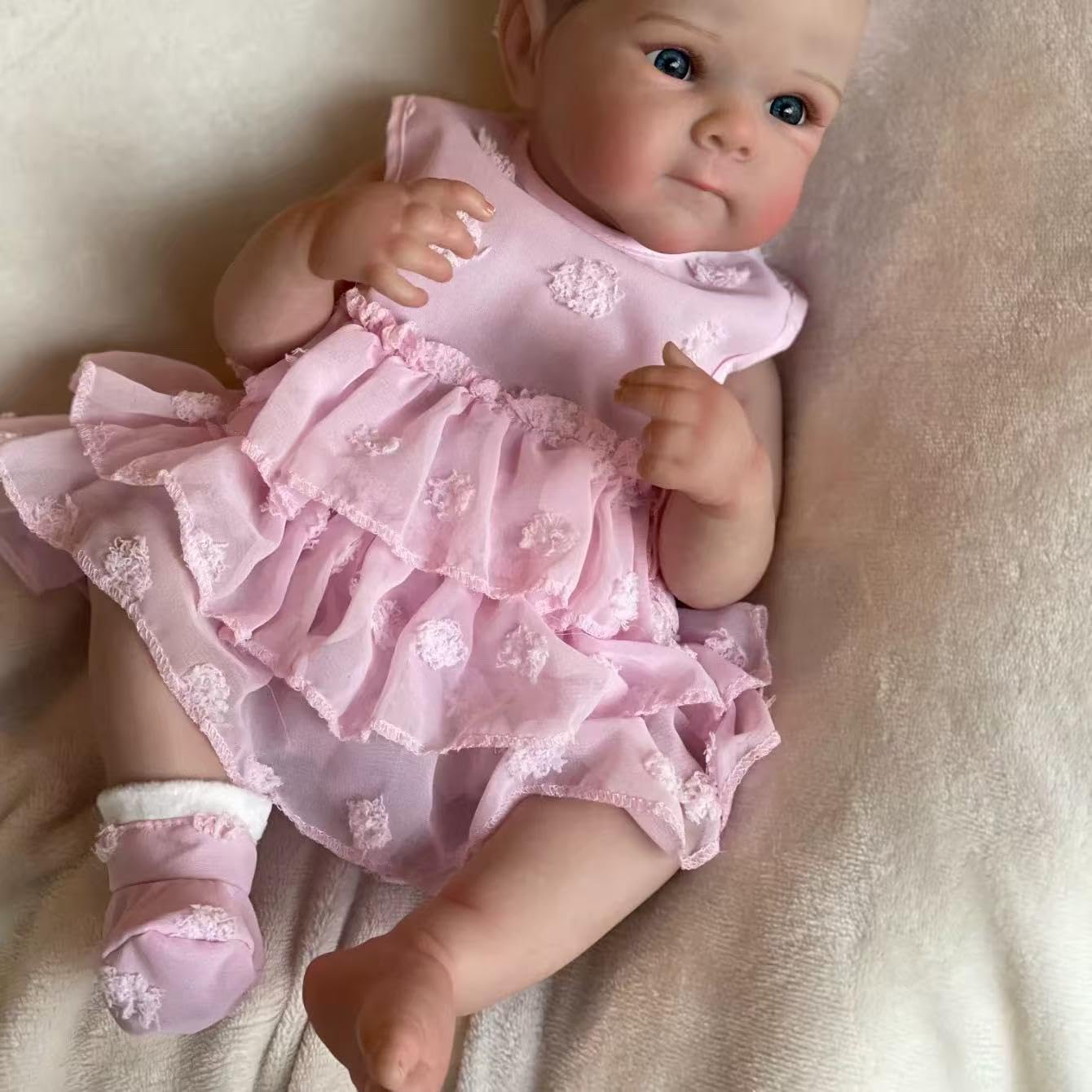 Reborn Puppe 18 Zoll Vollsilikon Neugeborene Babypuppe Realistische Puppe Authentisch Lebensechte Puppe Zubehör