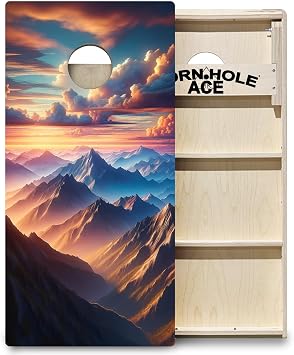 CornholeAce ACE PRO Outdoor, Space, Underwater Professional Cornhole Boards - No Bounce! Triple Wide Legs, 3/4" Baltic Birch Plywood, Handles, Regulation Size 4x2ft, Tournament Style, Made in USA