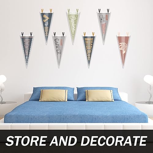 Miniatura 3 de Taiyin 24 fundas protectoras suaves para banderines para exhibición, marco de banderín para exhibición de 12 x 30 pulgadas, marco de carga superior,