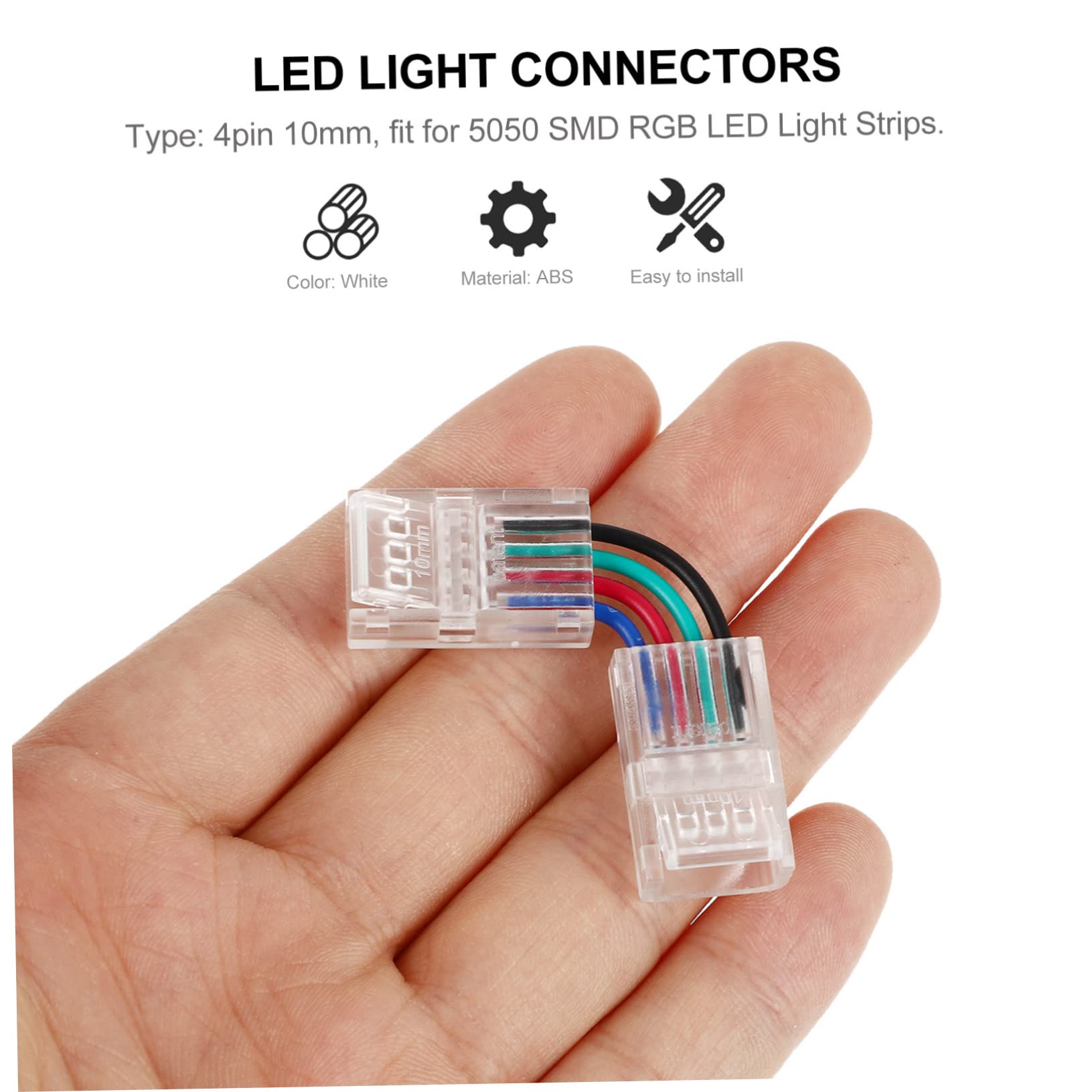 50 Pcs Conector De Barra De Luz Luces De Tira Llevadas Adaptador Led Conector De Tira Led Cinta De Luz Led Tira De Luz Led Conector Led Dirigió 4 Pines Terminal Abdominales