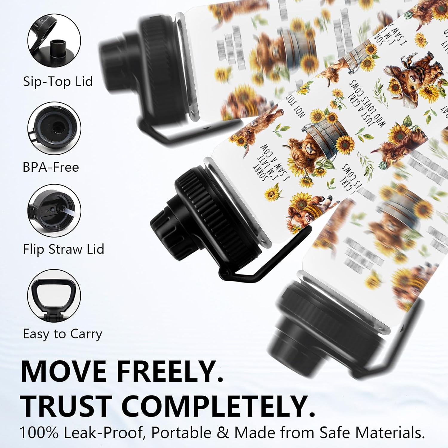 DUUV Highland Cow Water Bottle 18 Oz, Highland Cow Gifts for Women Girls, Christmas Birthday Gifts for Cowgirls, Just A Girl Who Loves Cows Cup, Funny Cowgirl Insulated Bottle - Image 2