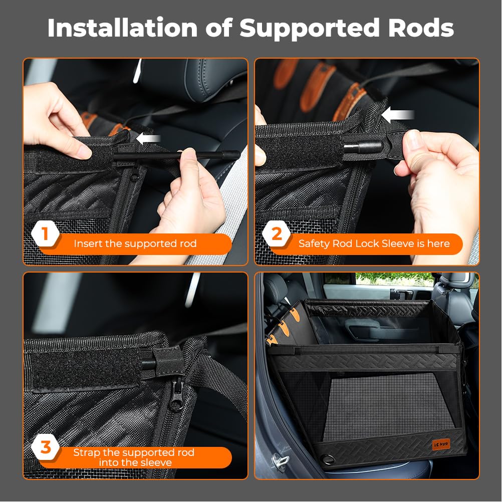KYG Gran Asiento de Coche para Perros medianos y Grandes con Almohadilla extraíble | Diseño resistente al agua, asiento trasero plegable para coche con 3 ventanas de malla, apto para SUV y camiones