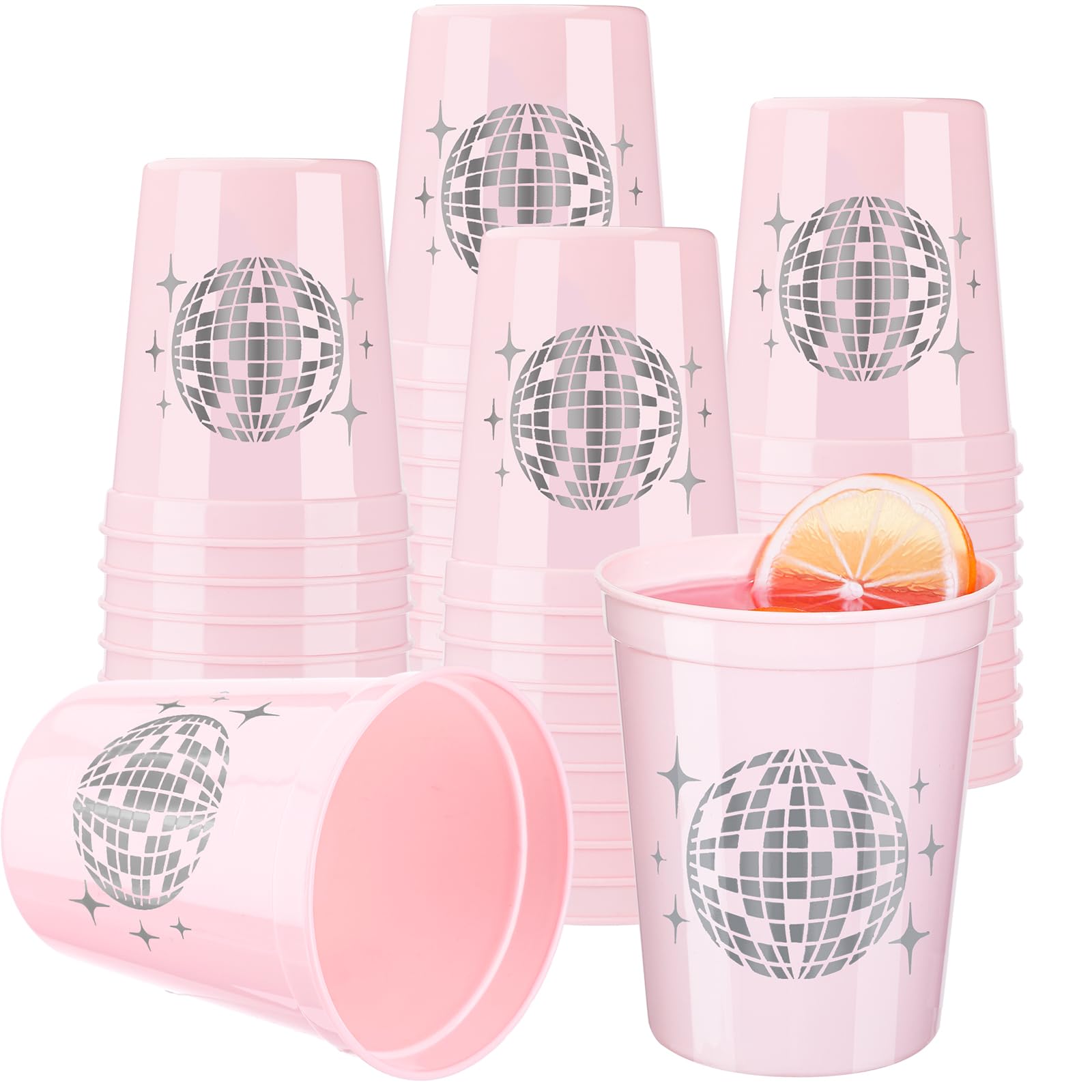 Uiifan 30 Pcs Disco Ball Cups Disco Party Favor 16 oz Reusable Plastic Bachelorette Cups for Cowgirl Birthday Wedding Bridal Shower70s 80s 90s