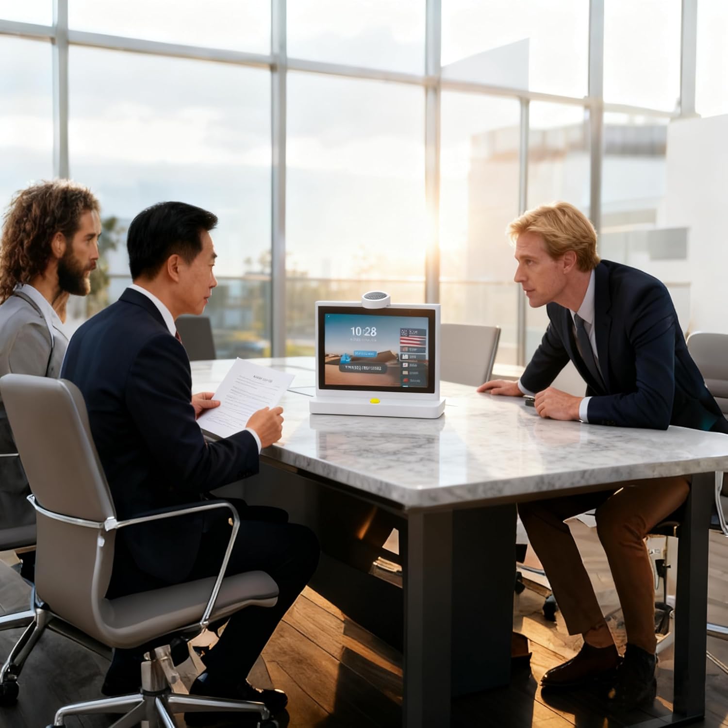 10 Inch Desktop Dual Screen Translator, 120 Languages, Touchscreen Device with Recordings for Hotel Receptions, Business Meetings, Seminars, Shops