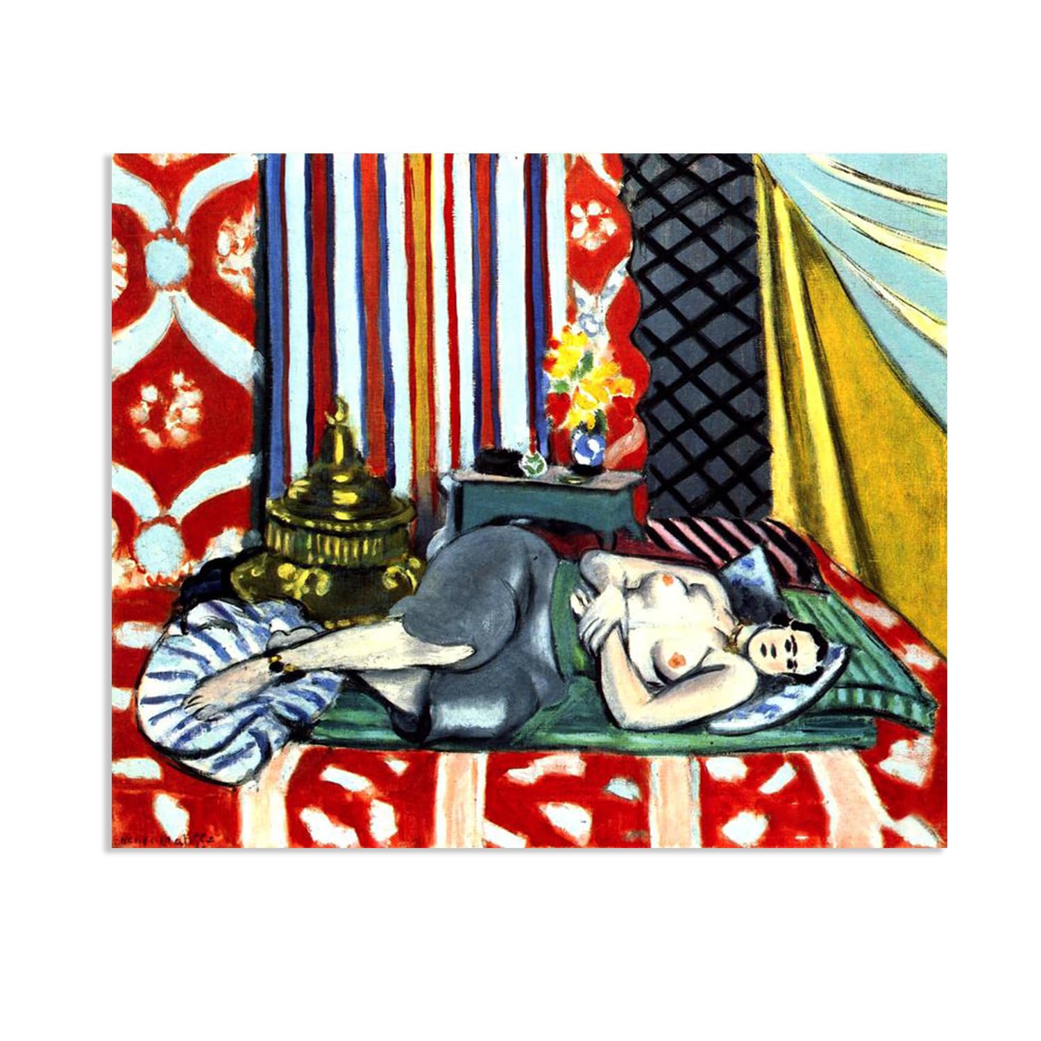 MYCGGDGH Henri Matisse Painting Reproduction Odalisque with Gray Culottes Henri Matisse abstract art canvas wall reproductions classic poster for living room Bathroom Office 85x70cm(33x27in) poster