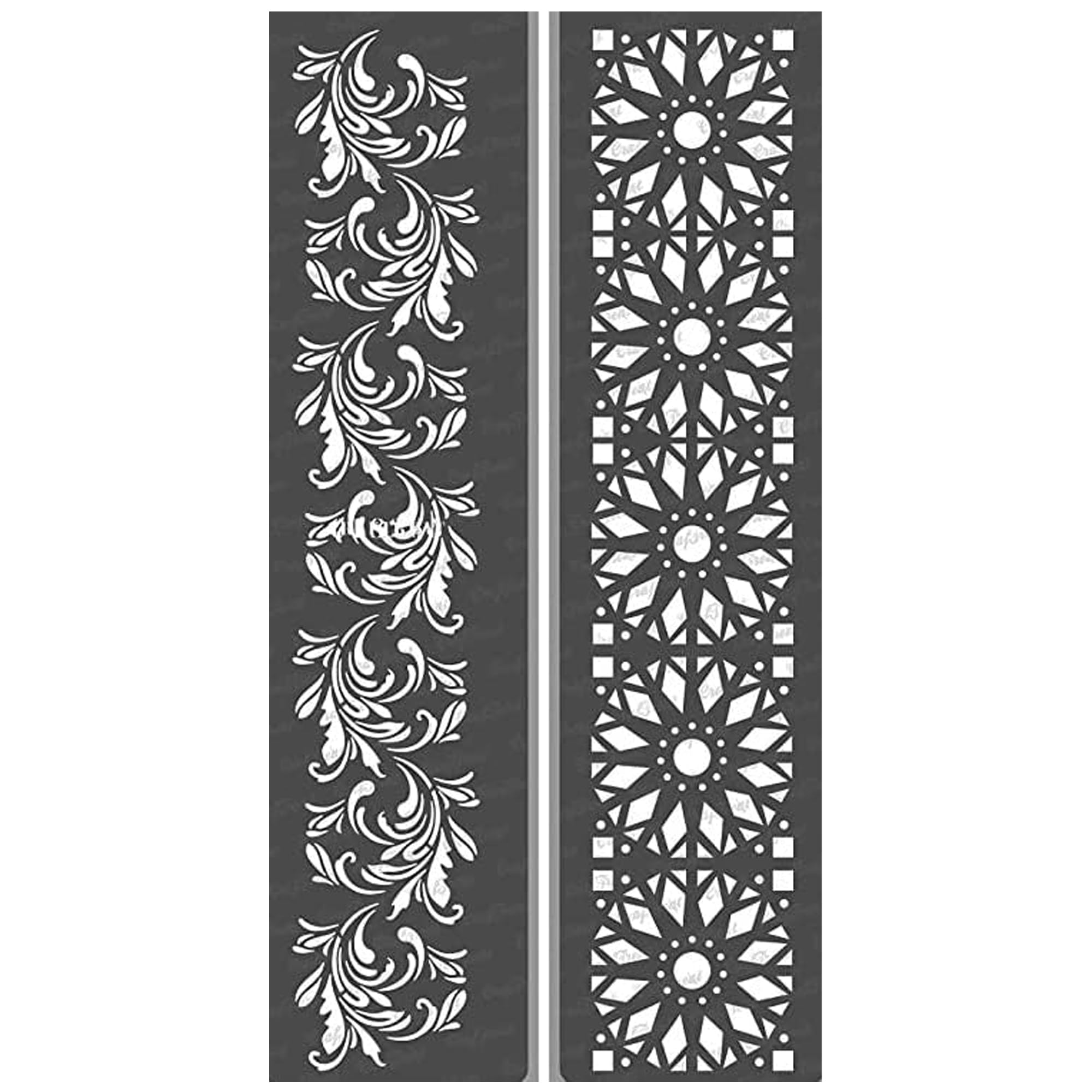 CrafTreatReusable Floral Border5 and Border6 Stencils 3x12 Inch Pack of 2 for Painting on Wood, Canvas, Paper, Fabric, Floor, Wall and Tile DIY Art and Craft Stencils Borders