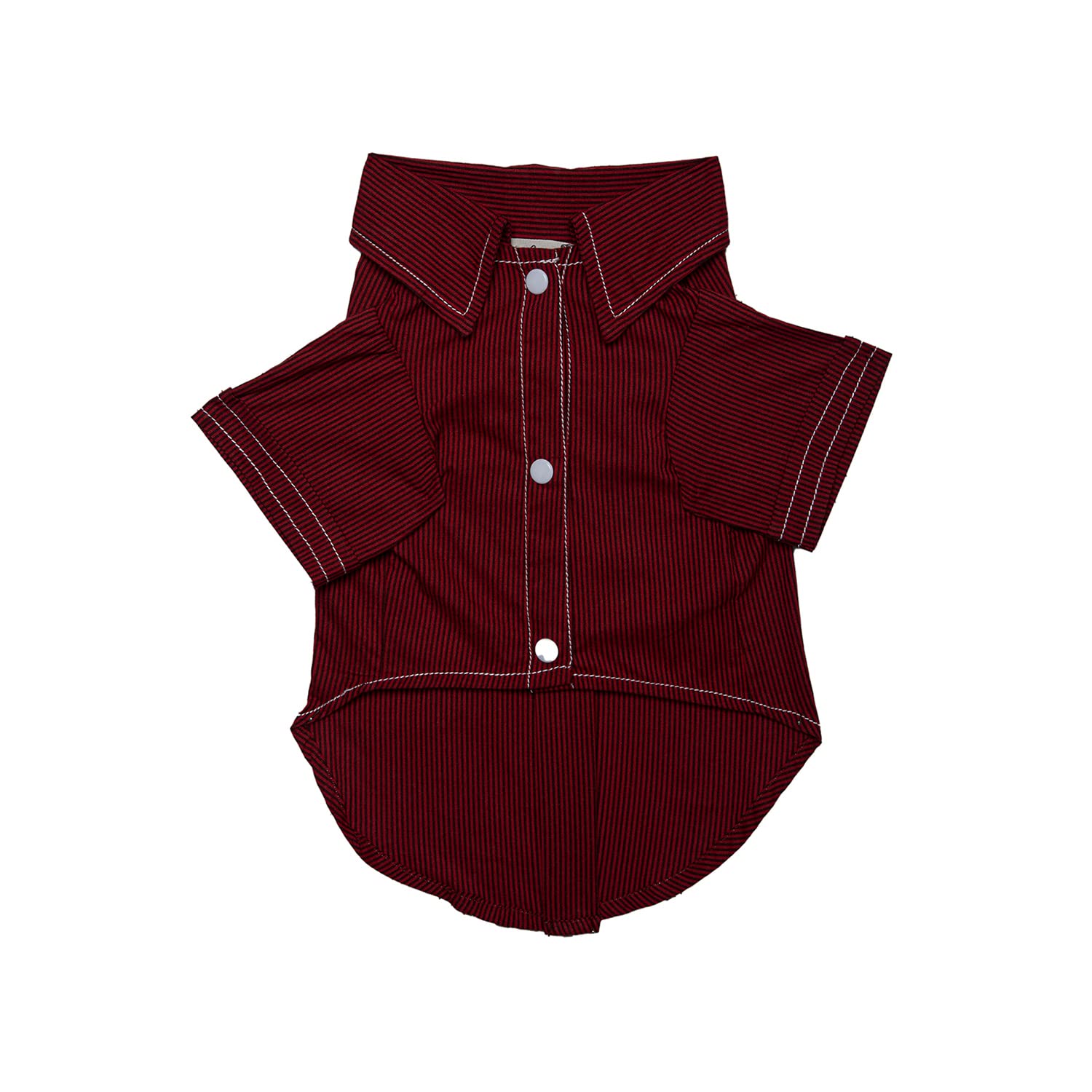 LulalaLulala Pet Dress Shirt with Contrast Stitching Cute Dog Sundress Stripped Print Dog Dress Puppy Summer Apparel Clothes Dog Skirt Shirt with Ruffles Dress for Dogs Cats Puppy(M,Maroon)