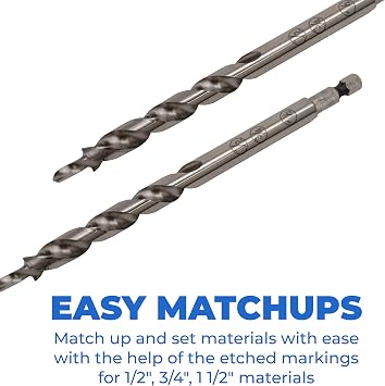 Kreg Easy-Set Pocket-Hole Drill Bit - Precision Drill Bit for Accurate Pocket Hole Drilling - Woodworking Tool - For Materials 1/2 to 1-1/2 Thick - KPHA300-1 Count | Precision Drill Bit for Accurate Pocket Hole Drilling, Woodworking Tool, for Materials 1/2 Inch to 1-1/2 Inch Thick