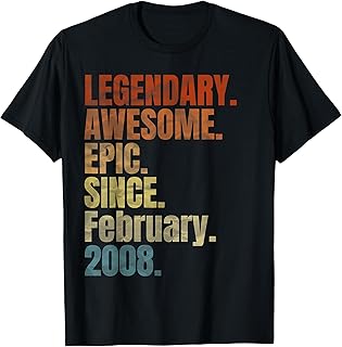 Retro Legendary Since February 2008 T Shirt 12 Years Old T-Shirt