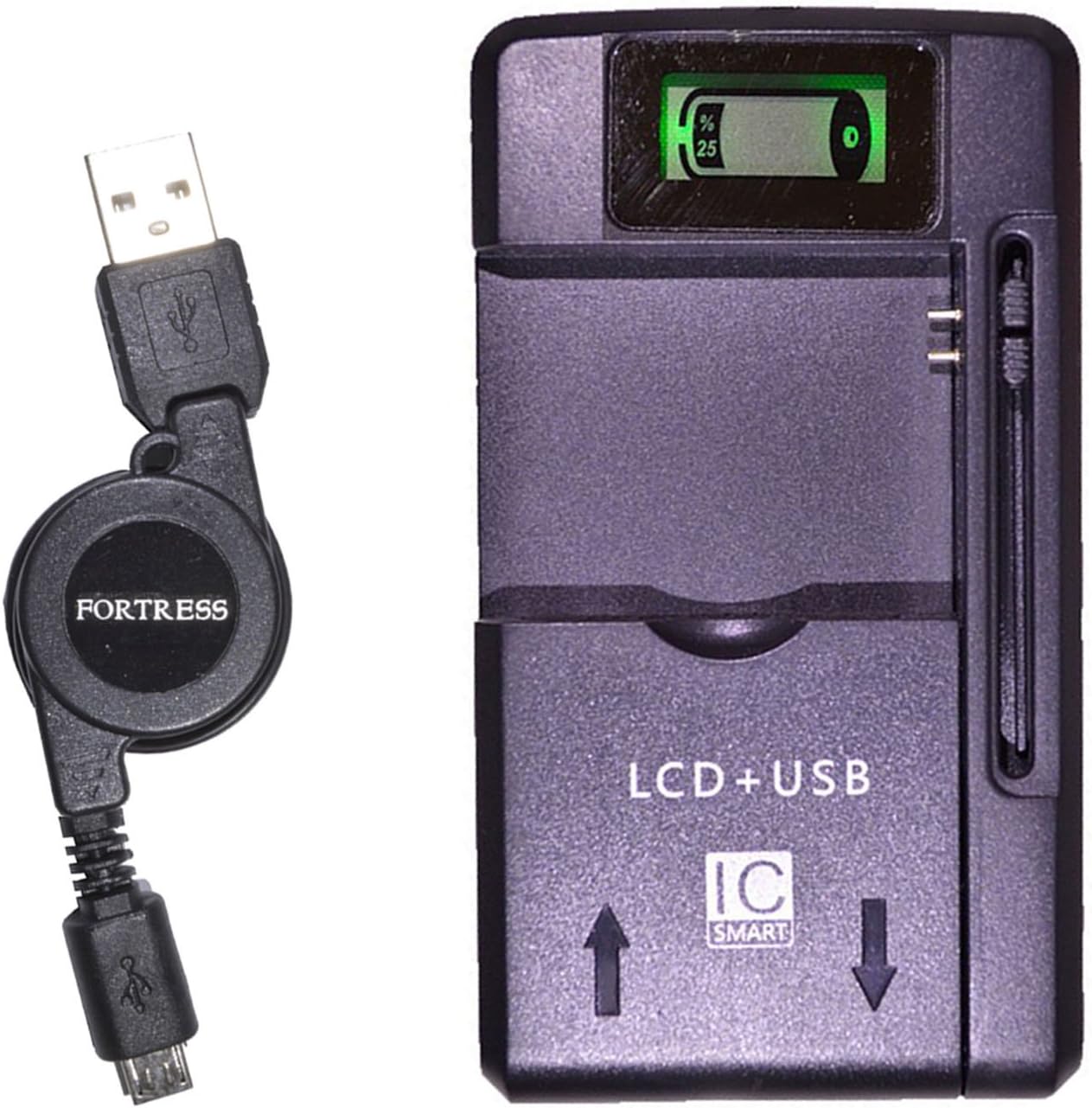 Emergency Battery Charger for Home, Office or Travel + Retractable Data/Charging Cable for LG 450 lg450 Alcatel A392G, Big Button Flip, Kyocera Dura XV, LG 236C, Revere 3 Samsung ConvoyTM 3, Gusto 3