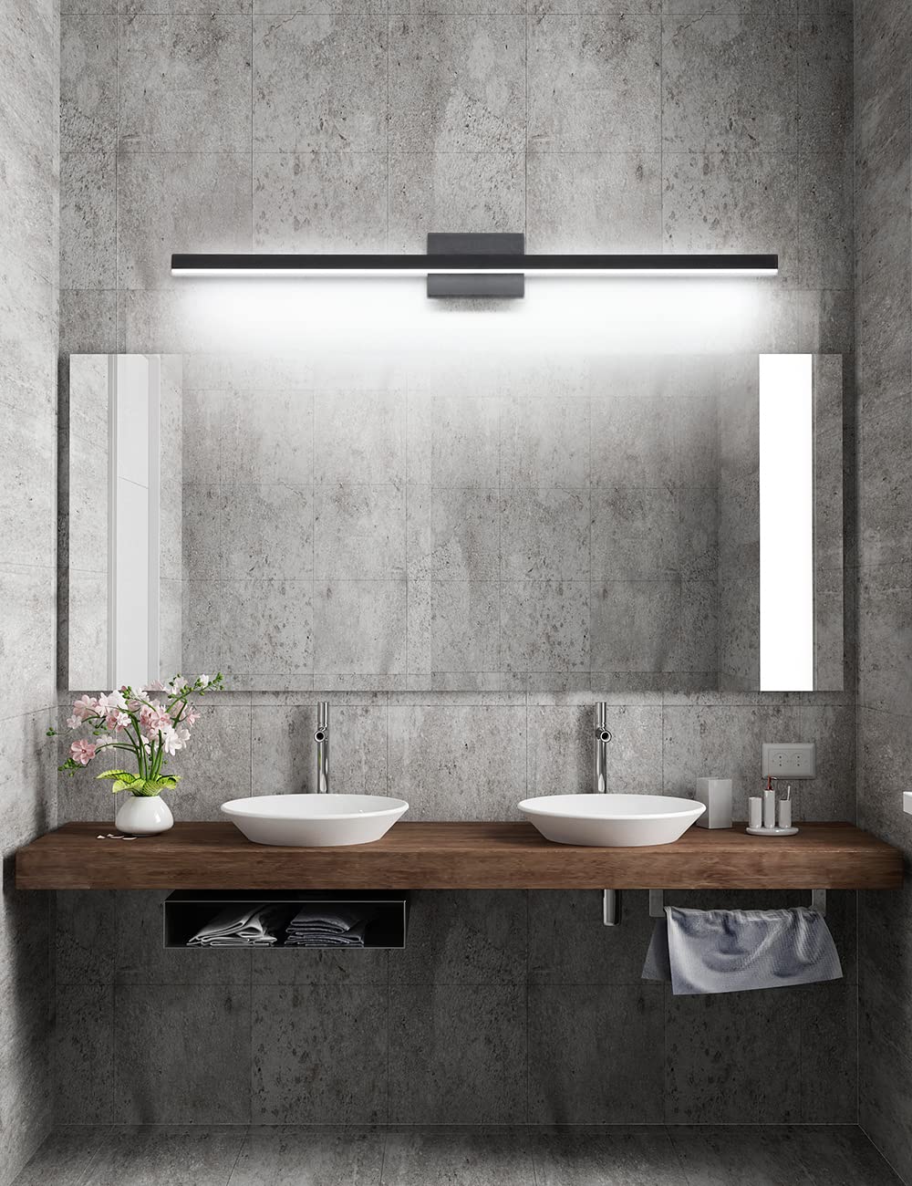 Joossnwell LED Vanity Light Black 47.2inch Modern Bathroom Lighting