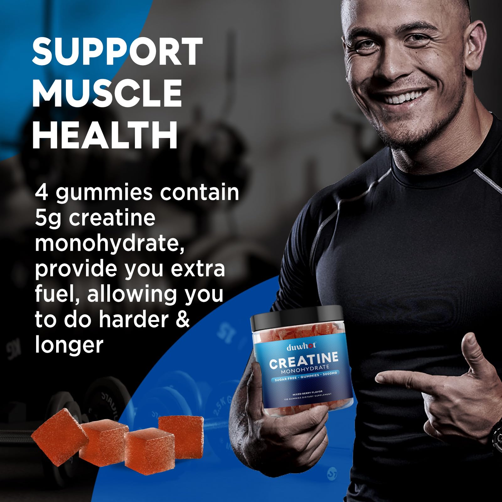 duwhot Creatine Monohydrate Gummies for Men, 120 Count — Amazon image 5