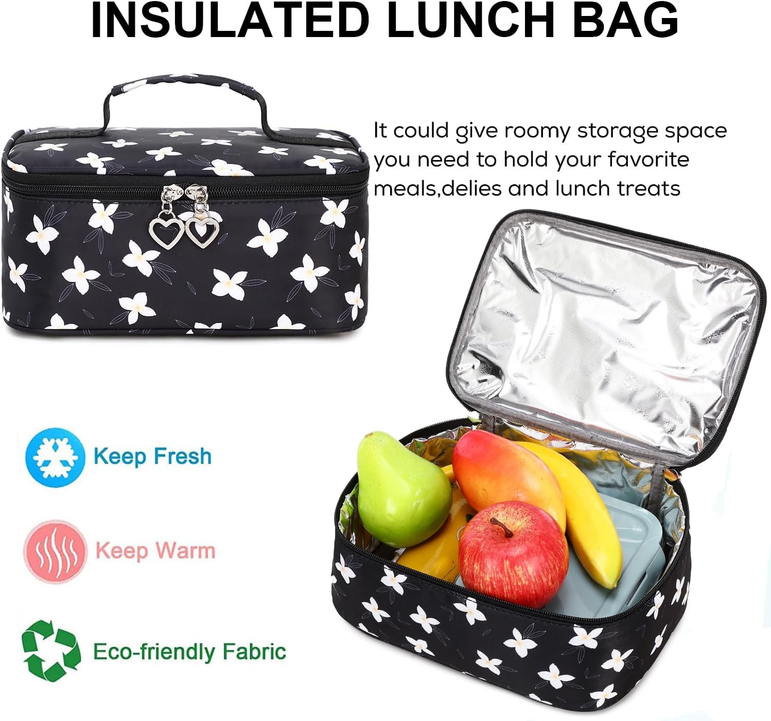 Joyfulife Girls Backpack with Lunch Box (Black), Large - Image 6