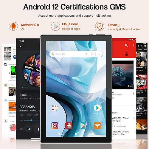 Miniatura 2 de Tablet 2 en 1 de 10 pulgadas, Android 12 tabletas con teclado, 10 GB de RAM 64 GB ROM 1 TB Tablet PC expandible, pantalla IPS, cámara HD de 2+8 MP,