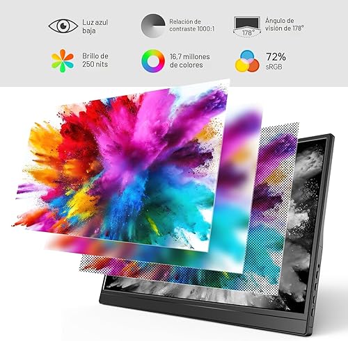 Miniatura 2 de Yxk Monitor portátil de 15.6 pulgadas 1080P USB-C HDMI ultradelgado para viajes con soporte, para laptop, PC, Mac, teléfono, PS, Xbox, Switch, IPS