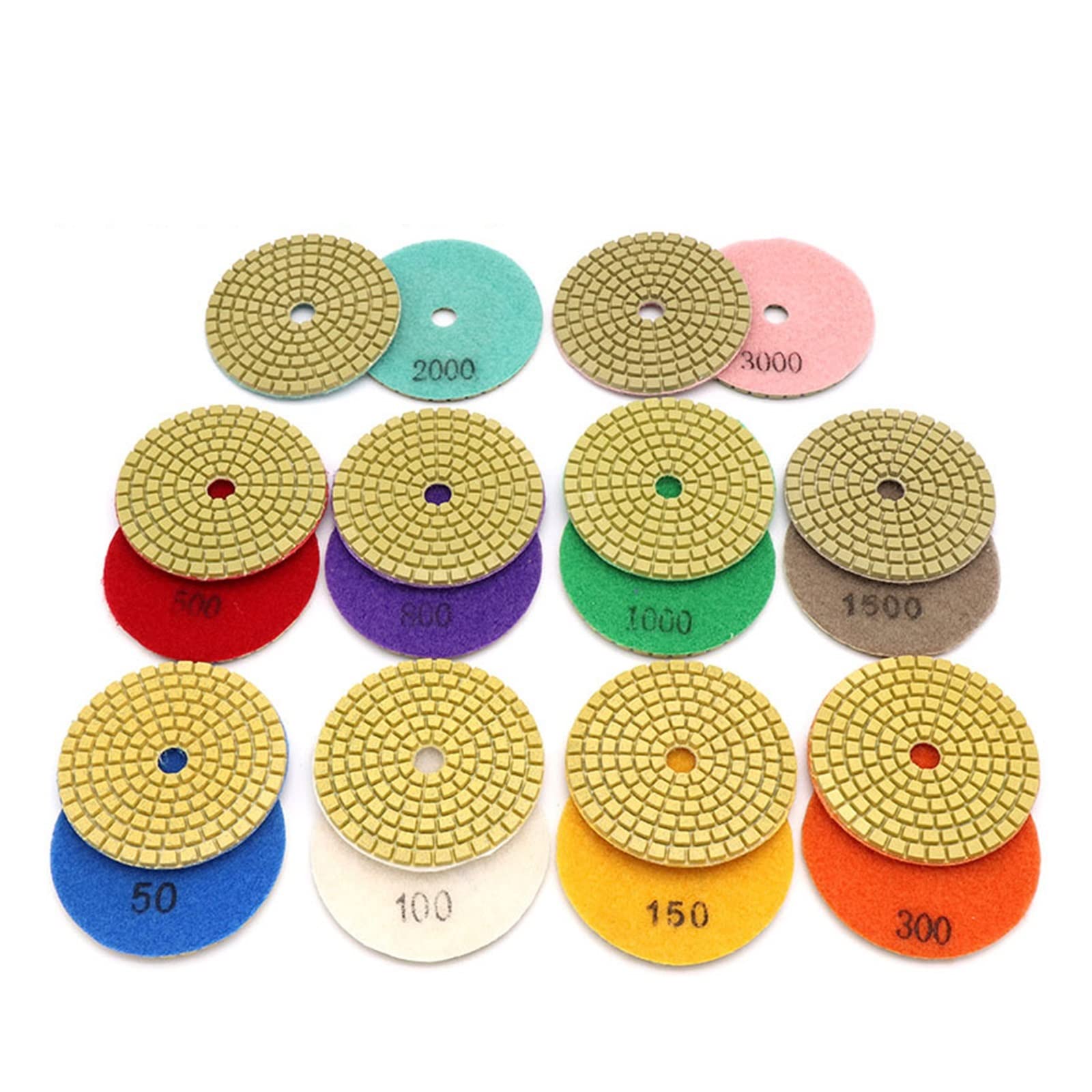 Disco abrasivo, Kit de almohadillas pulido diamante M10/M14, 3/4 pulgadas, 80/100mm, húmedo/seco for granito, piedra, hormigón, mármol, juego discos molienda(M14 4 inch 11pcs)
