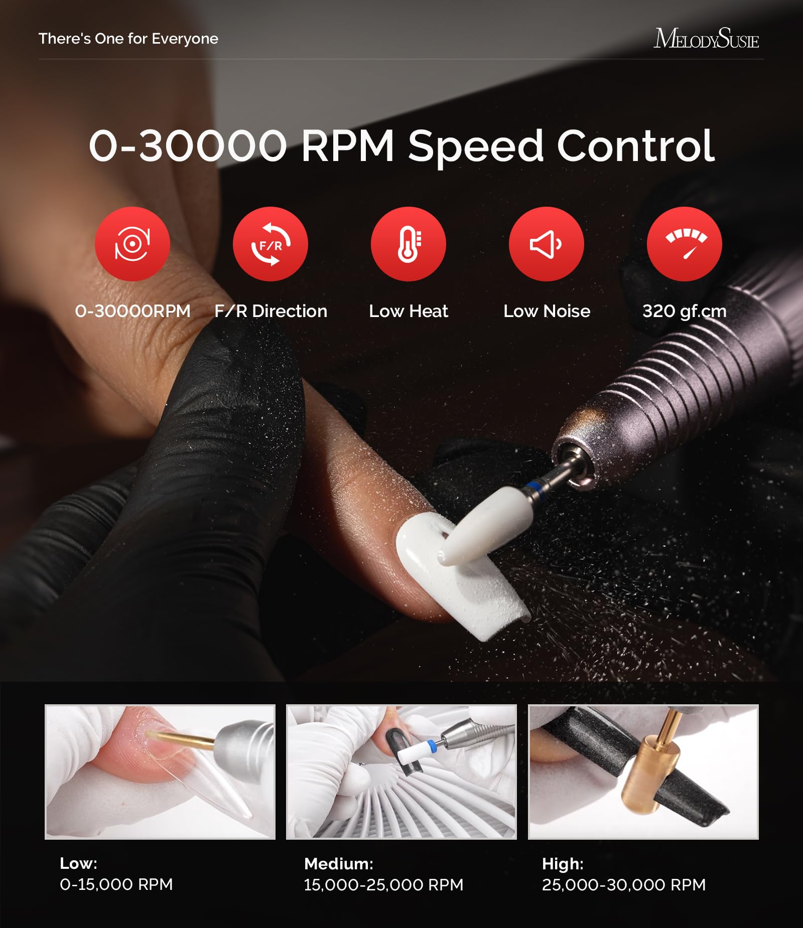MelodySusie Professioneller Tisch-Nagelfräser SC320A für Nageldesigner | 30.000 U/min, Wiederaufladbar, LED-Anzeige, Aufsatzhaltern, zum Nageldesign & Gel-Entfernung, für Salon