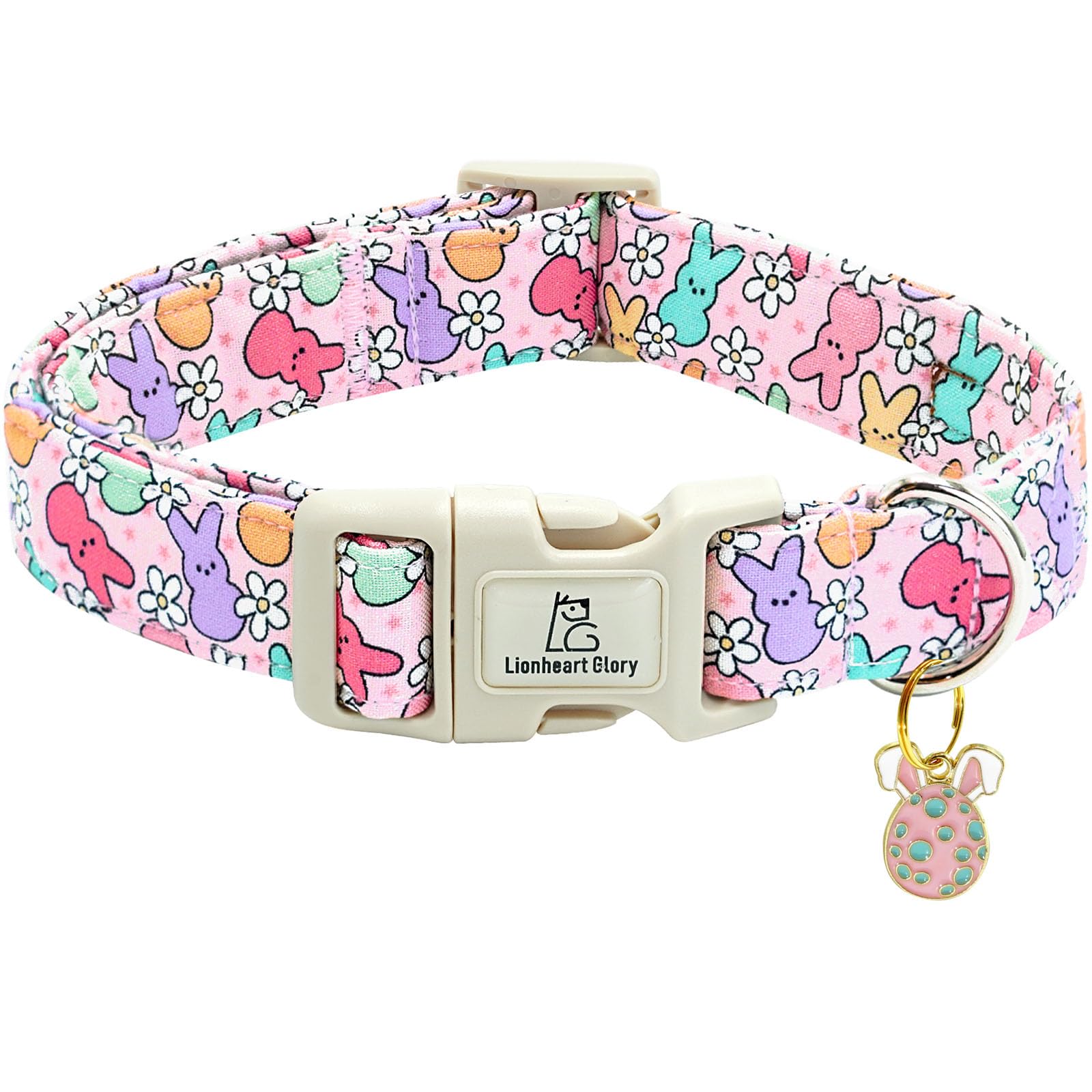 Lionheart glory Easter Dog Collar Colorful Collar for Large Dog Collars Easter Egg Print Dog Collars Spring Female or Male Pet Gift Adjustable
