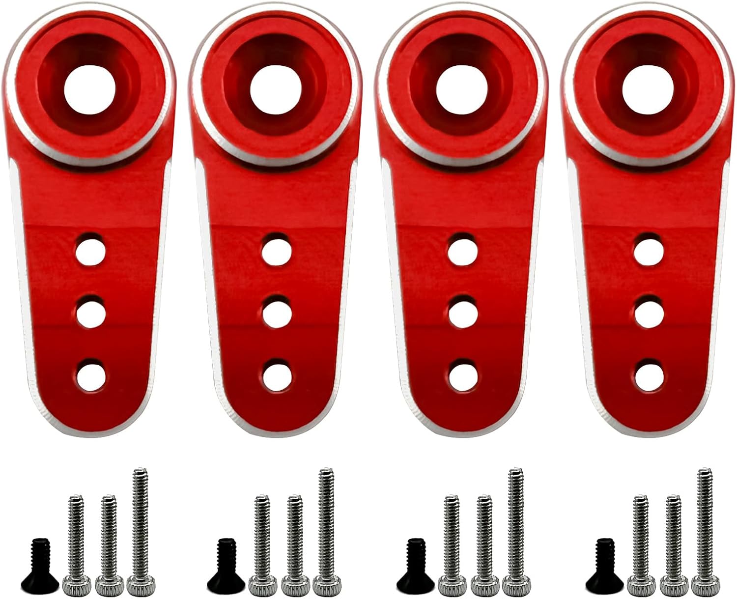 4Pack Aluminum 15T Servo Horn Arms RC Mini Servo Horns Toy Car Accessories Compatible with Emax ES08MA Servo Fit for Axial SCX24 1/24 RC Crawler (Black)