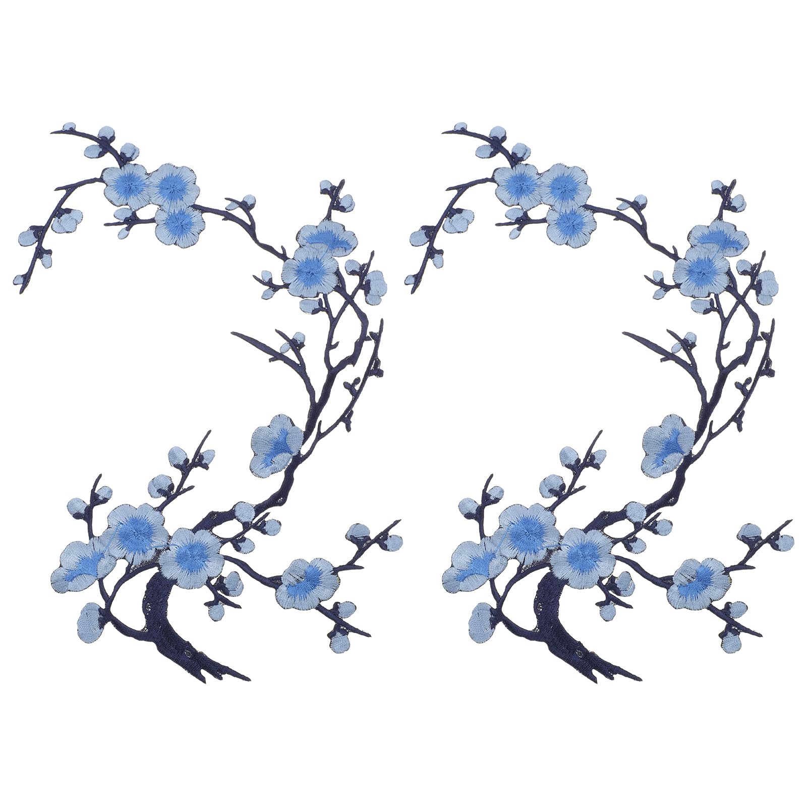 sourcing map 2 Pcs Plum Blossom Iron-on Patches, Flower Embroidery Appliques Sew on Patch Decoration Applique for Holes Jeans Dress Backpack Hats DIY Clothes, Sky Blue