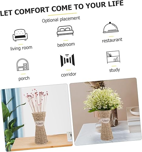 Miniatura 3 de 1 jarrón de mimbre de ratán marrón para almacenamiento, decoración y contenedor de plantas