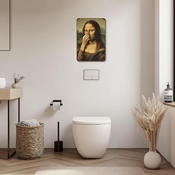 Cunegra Funny Bathroom Wall Art, Humorous Mona Lisa Bathroom Picture