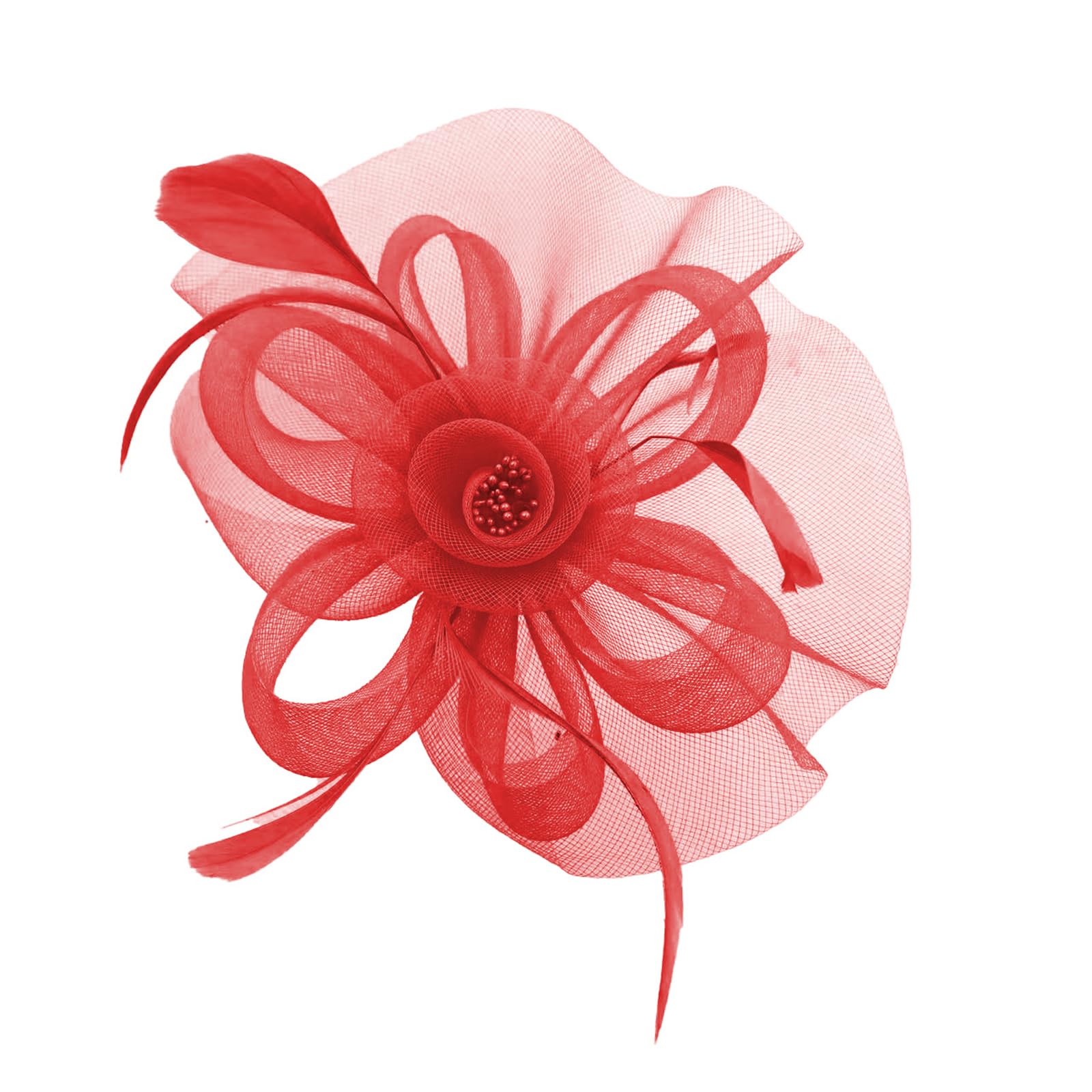 MICFENY Delicate Tulle Fascinator Hair Flower With Feathered Accents Retro Design For Bride Special Occasion