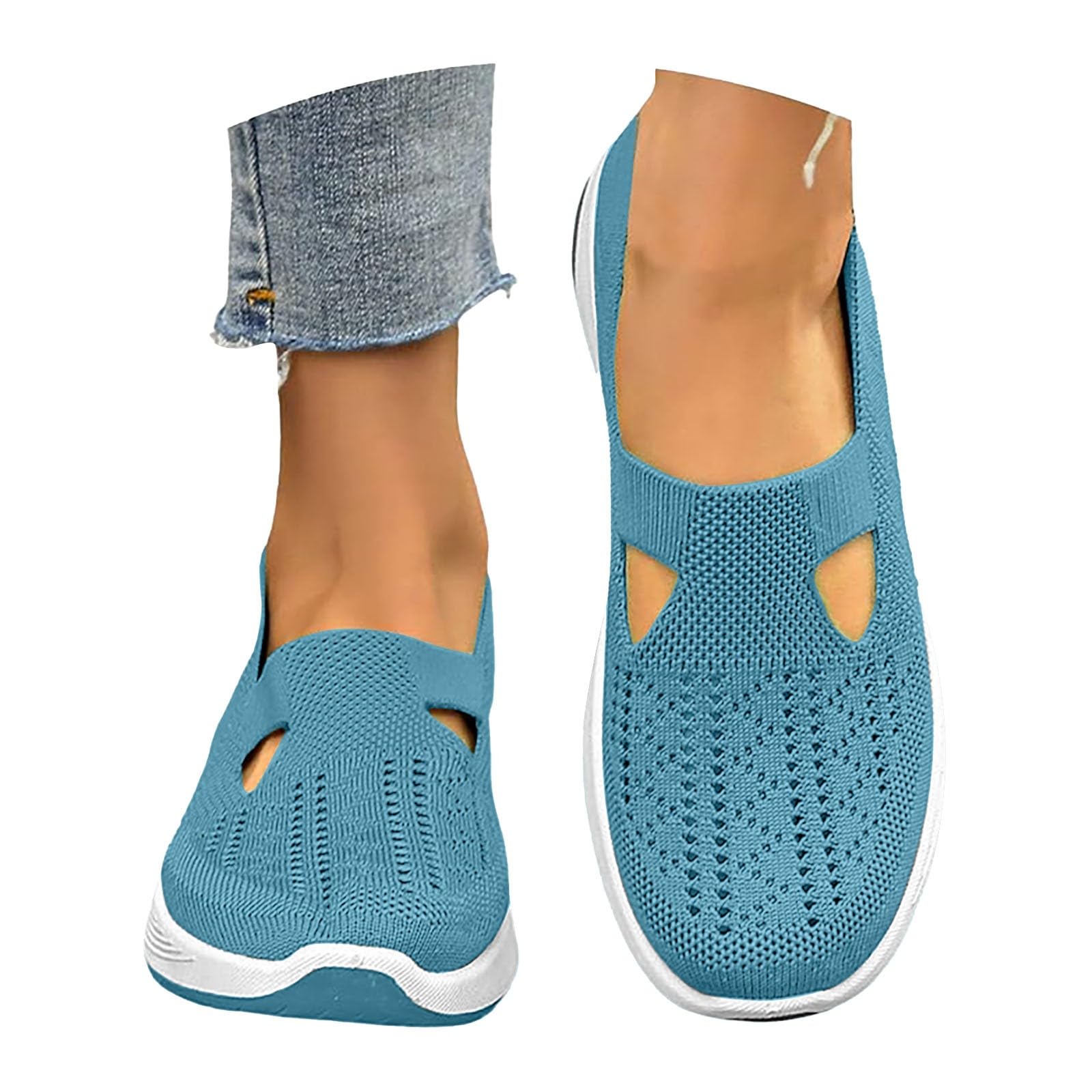 riou Zapatillas Ortopédicos Mujer Verano Malla Comodos Ligeros Zapatos sin Cordones para Caminar Transpirables y Antideslizantes Zapatos para Ancianos Soporte de Arco Sandalias Senderismo