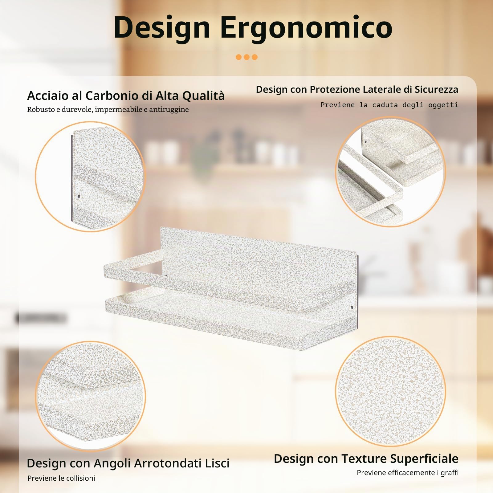 Uten Portaspezie magnetico, confezione da 2 mensole magnetiche resistenti, da parete, senza foratura, per armadietti, frigoriferi, salvaspazio, organizzazione della cucina, struttura bianca