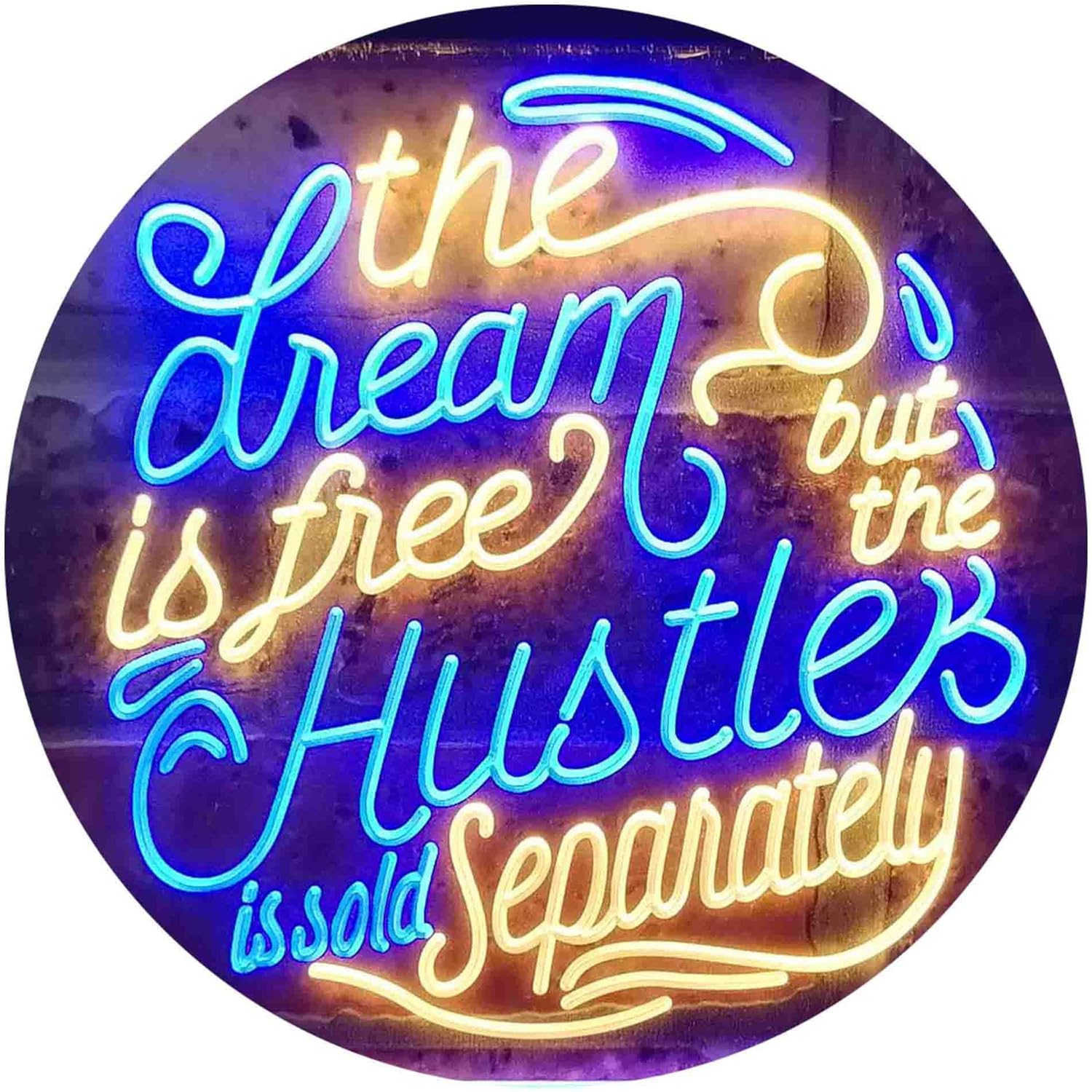 ADVPRO Dream Free Hustles Sold Separately Dual Color LED Neon Sign Blue & Yellow 24" x 16" st6s64-i3563-by