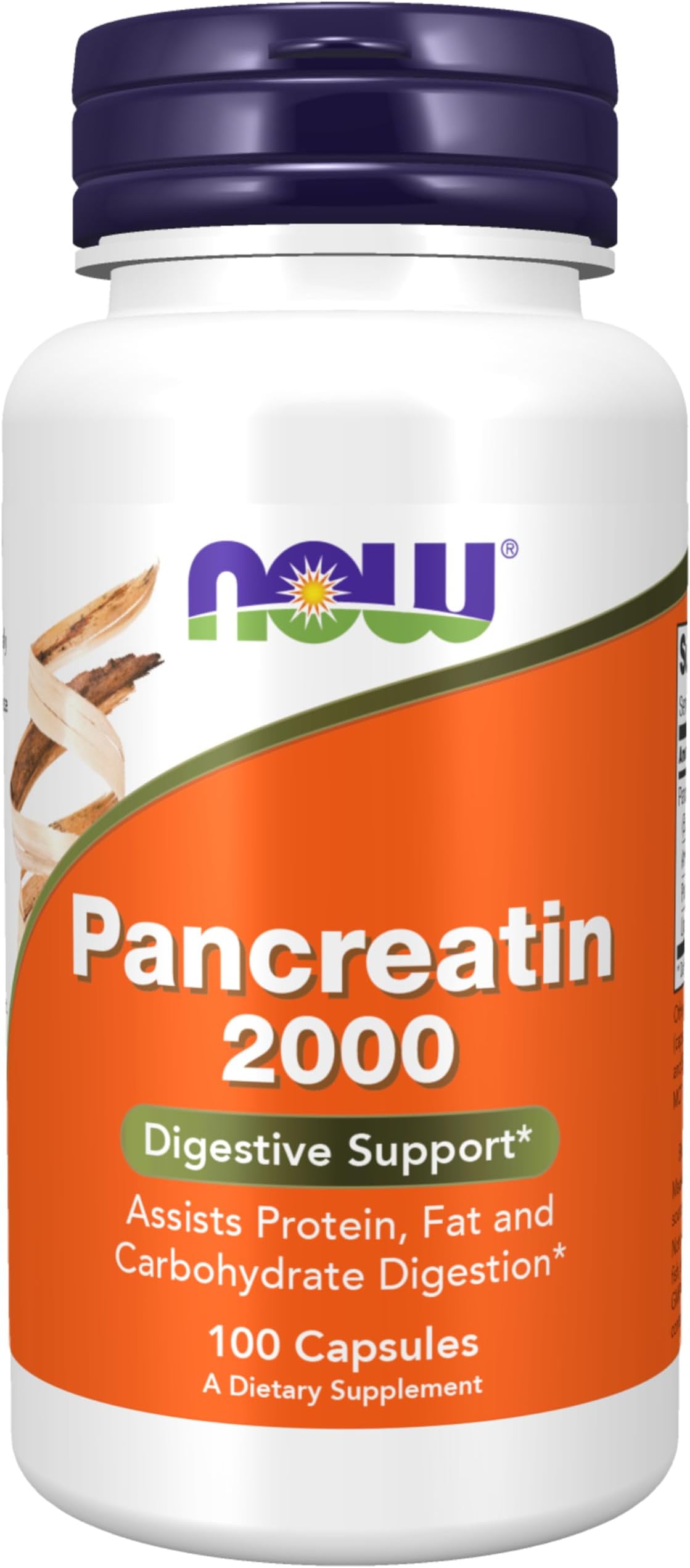 NOW Supplements, Pancreatin 10X 200 mg with naturally occurring Protease (Protein Digesting), Amylase (Carbohydrate Digesting), and Lipase (Fat Digesting) Enzymes, 100 Capsules