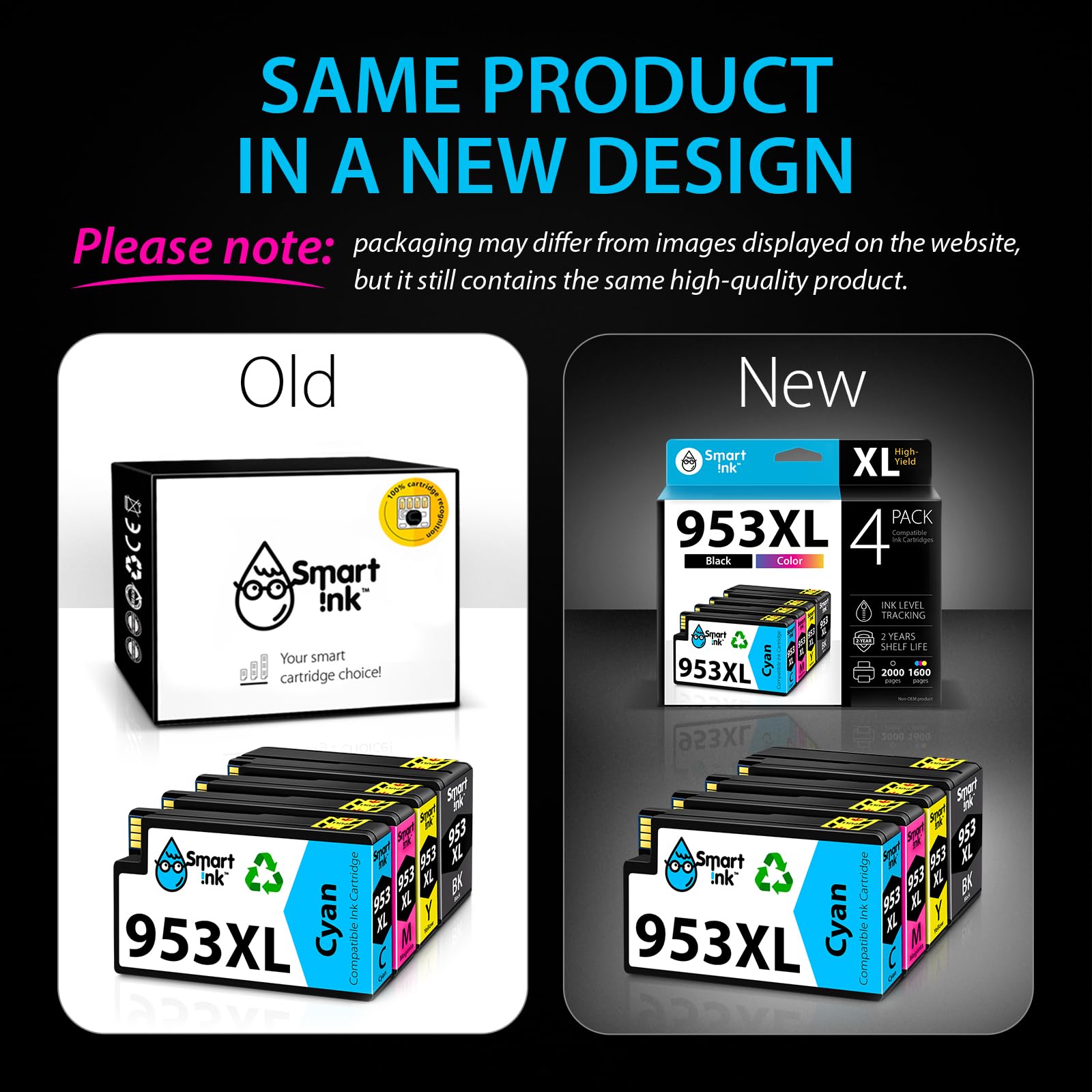 Smart Ink Kompatybilne wkład atramentowy jako zamiennik do HP 953XL 953 XL (czteropak) z Zaawansowaną Technologią Chipu do użytku z Officejet Pro 7720 7730 7740 8210 8218 8710 8715 8718 8720 8725 8728