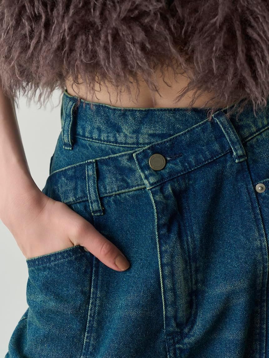 SNIDEL ライトブルー クロスデザイン ワイドパンツ SNIDEL（スナイデル）の「デザインワイドデニム（デニムパンツ
