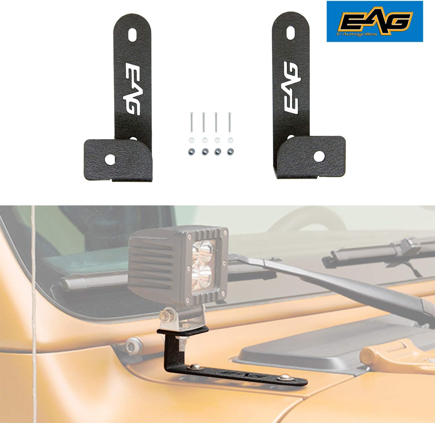 EAG Off-Road A-Pillar Light Mounts Fit for 2018-2021 Wrangler JL / 2020-2021 Gladiator JT 1 Pair