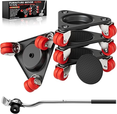 Miniatura 7 de ONEON Furniture Mover Plus, Actualizada a Plataforma de Paneles de Acero al Carbono Completo, Diseño de Nervaduras Reforzadas, Mayor Capacidad de