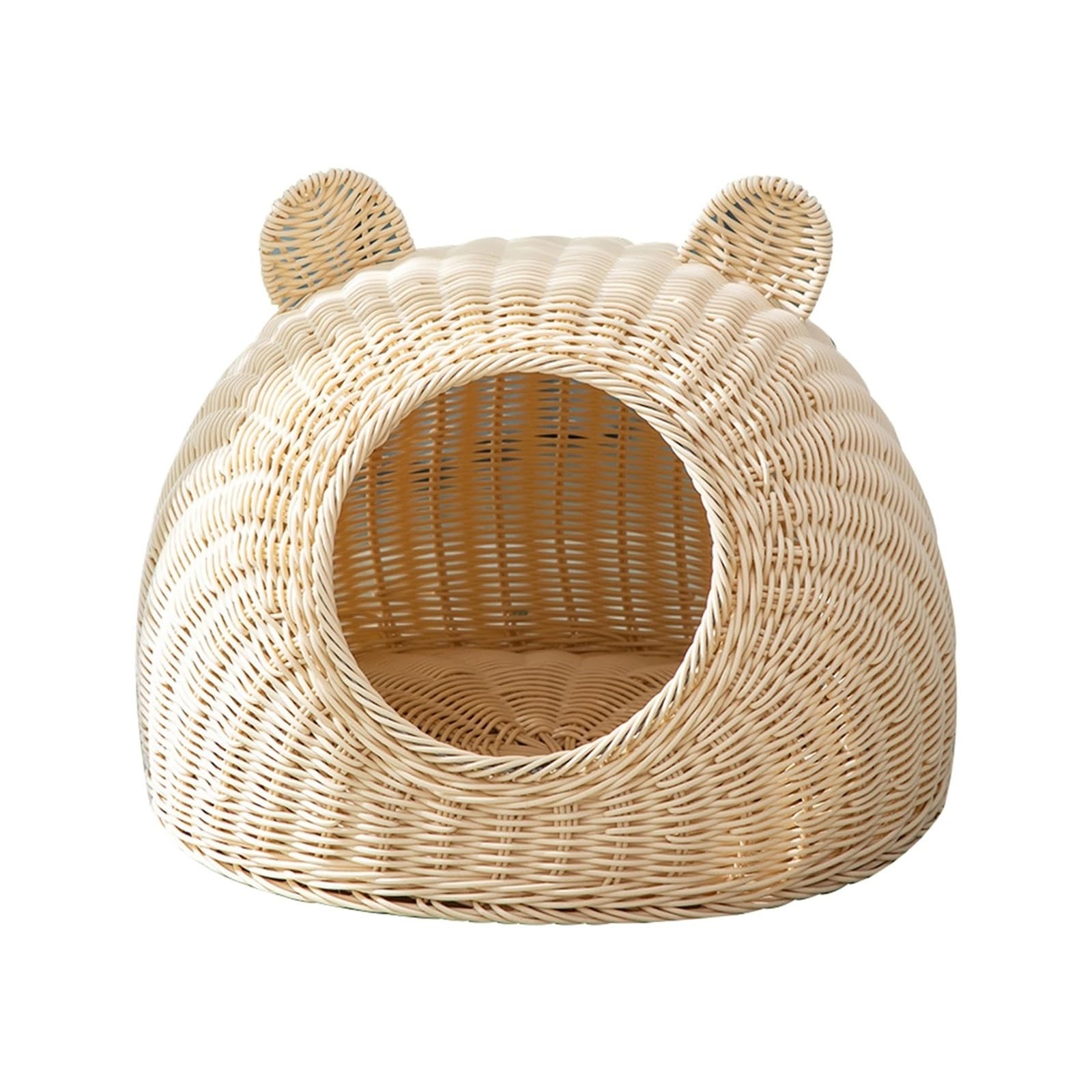 Cuccia rattan intrecciata, nascondiglio semichiuso, per gattini