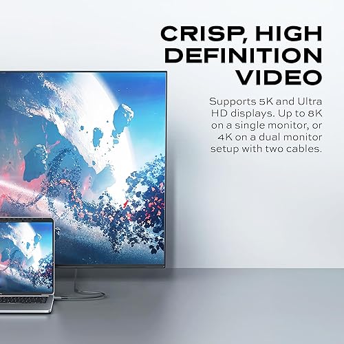 Miniatura 5 de STATIK Ultra4 - Cable USB C a USB C de 240 W de 3 pies, transferencia de datos de 40 gbps con tecnología BlitzCharge, compatible con pantallas de