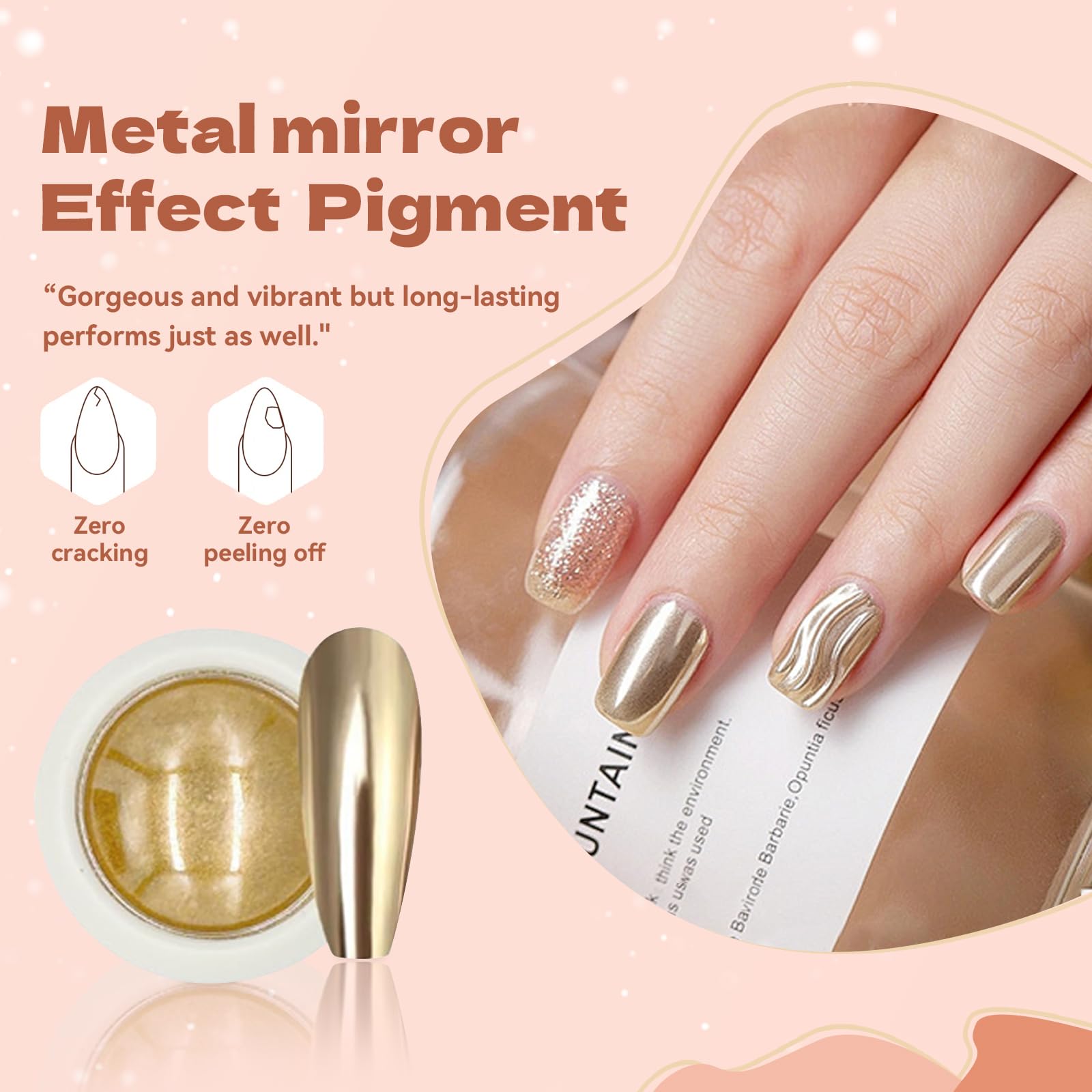 ZhouWei Zestaw 22 chromowanych paznokci w proszku do paznokci, metal chromowany puder do paznokci Crome, efekt lustra, puder do paznokci, duża pojemność, brokat, zestaw do malowania paznokci, do wielu