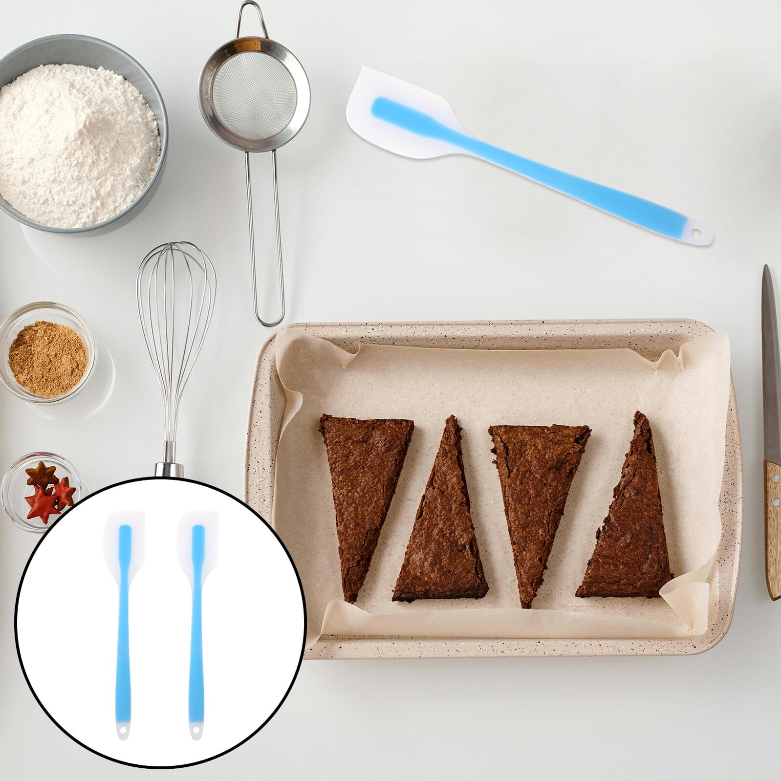Mikinona 20 Stück Teiliges Silikonspatel- Hitzebeständige Nahtlose Teigschaber für Backen und Kochen Flexibler Halbtransparenter Kuchenspachtel Spülmaschinenfest zum Cremigen Tortenauftrag