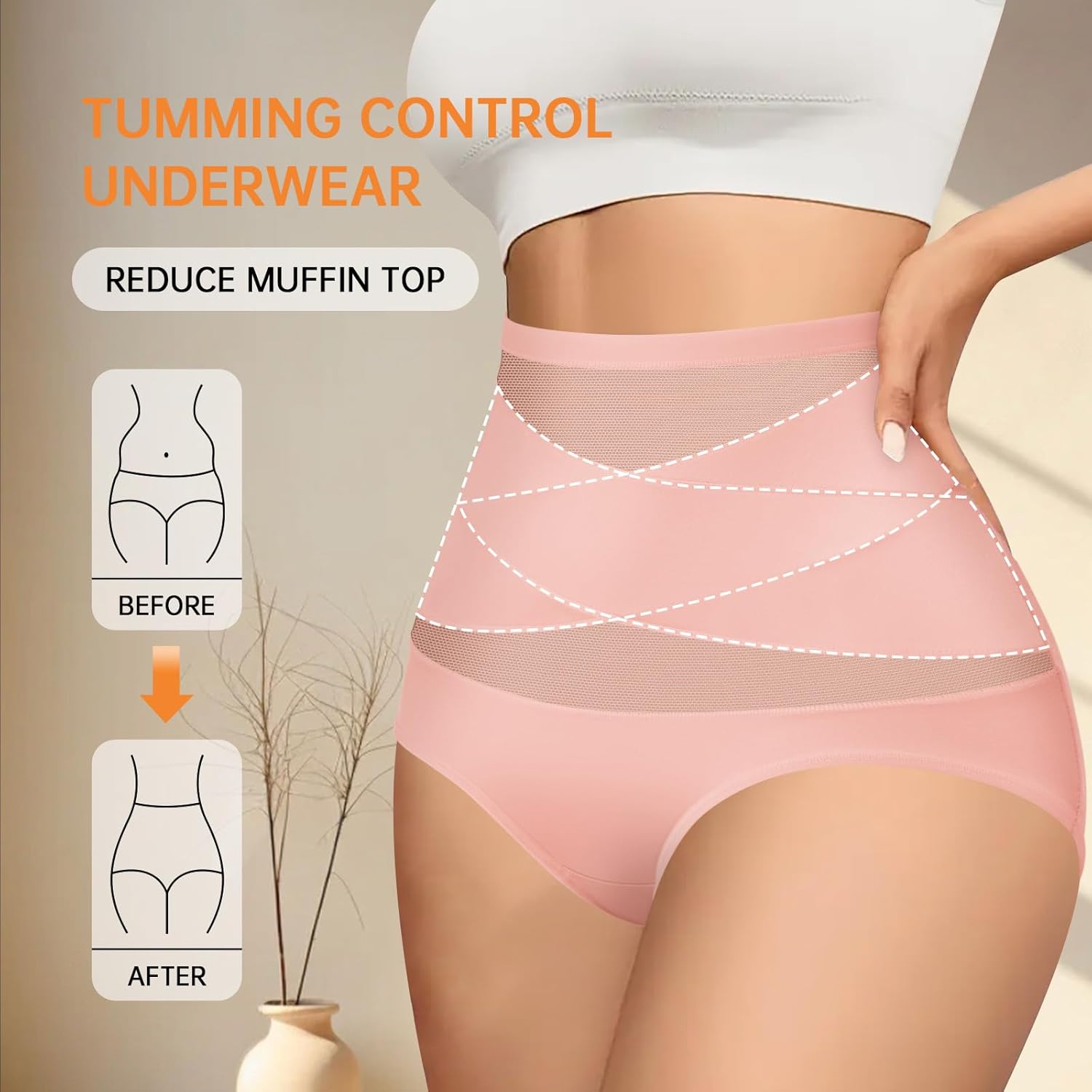 Women Tummy Control Underwear,High Waisted Shapewear Panties,Silky Soft Full Coverage Stretch Ladies Brief Multipack - Image 2