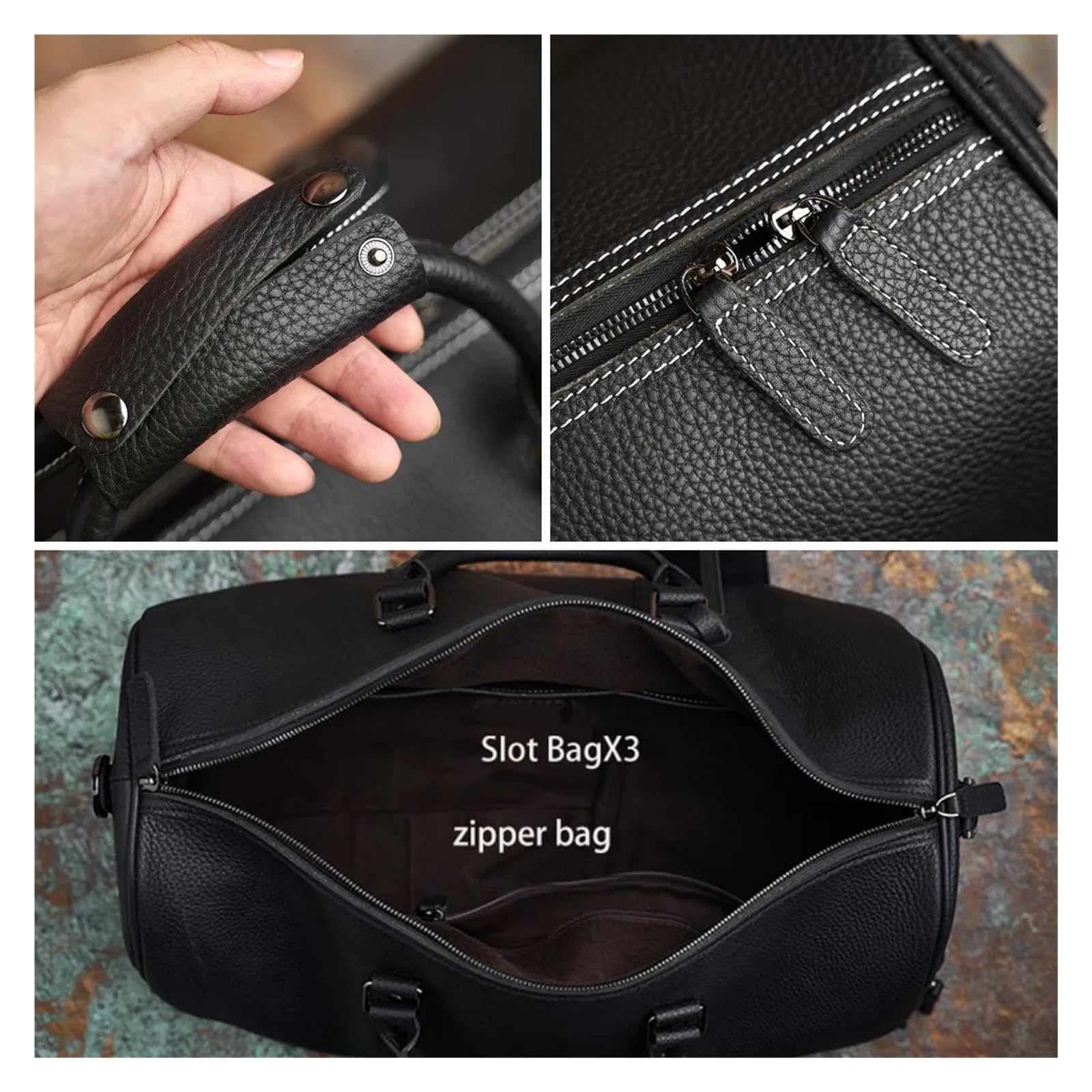 Leder-Wochenendtasche for Herren und Damen, Reisetasche, Reisegepäck, for mit Schuhfach, große aus Leder Für Reisen oder Fitness