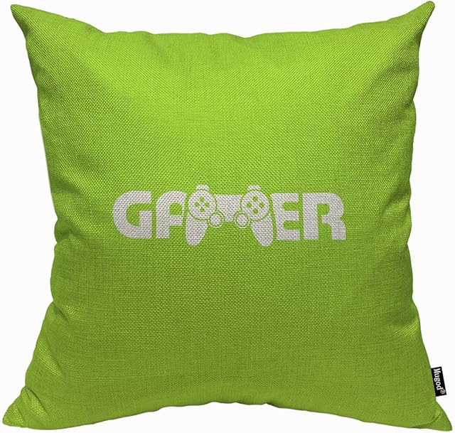Mugod Green Button Cushion Cover Throw Pillow Covers Gamer Logovector Computer Pillow Case for Men Women Decorative Home Sofa Chair Couch 45x45cm/18x18 Inch