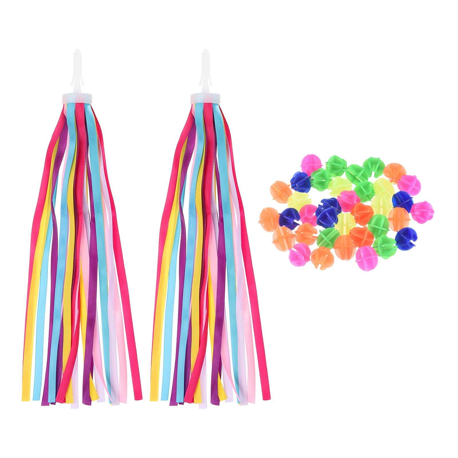 YELARXI Bike Streamers, Handlebar Tassels Grips Ribbon Bike Accessories Decorations with Colorful Bicycle Spoke Oval Decor Bead for Bicycle Tricycle Scooter Handgrip, Colorful