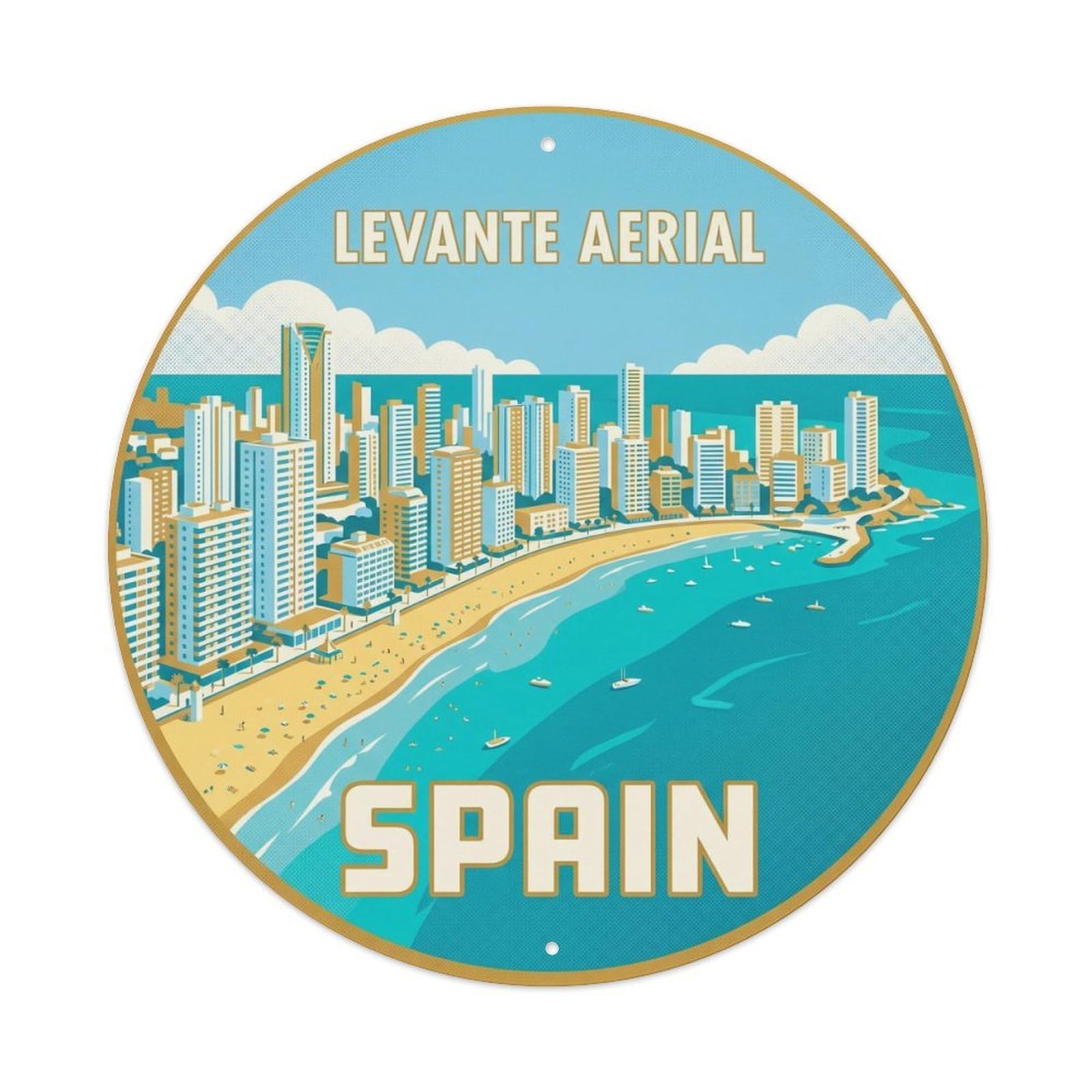 Benidorm Levante Aerial Spain Landmark Travel Metal Tin Sign
