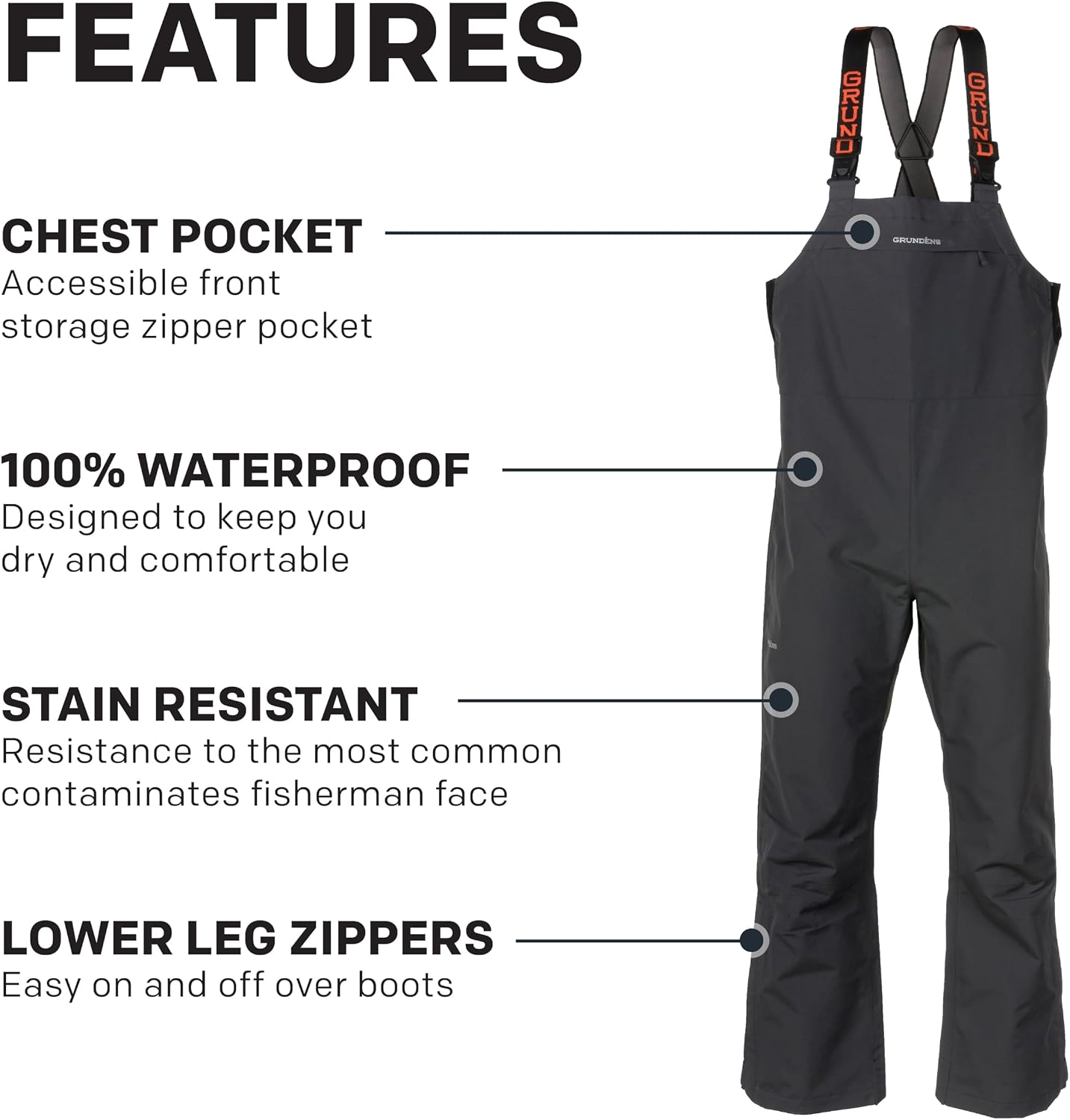Grundéns Men’s Full Share Bib | Waterproof, Breathable